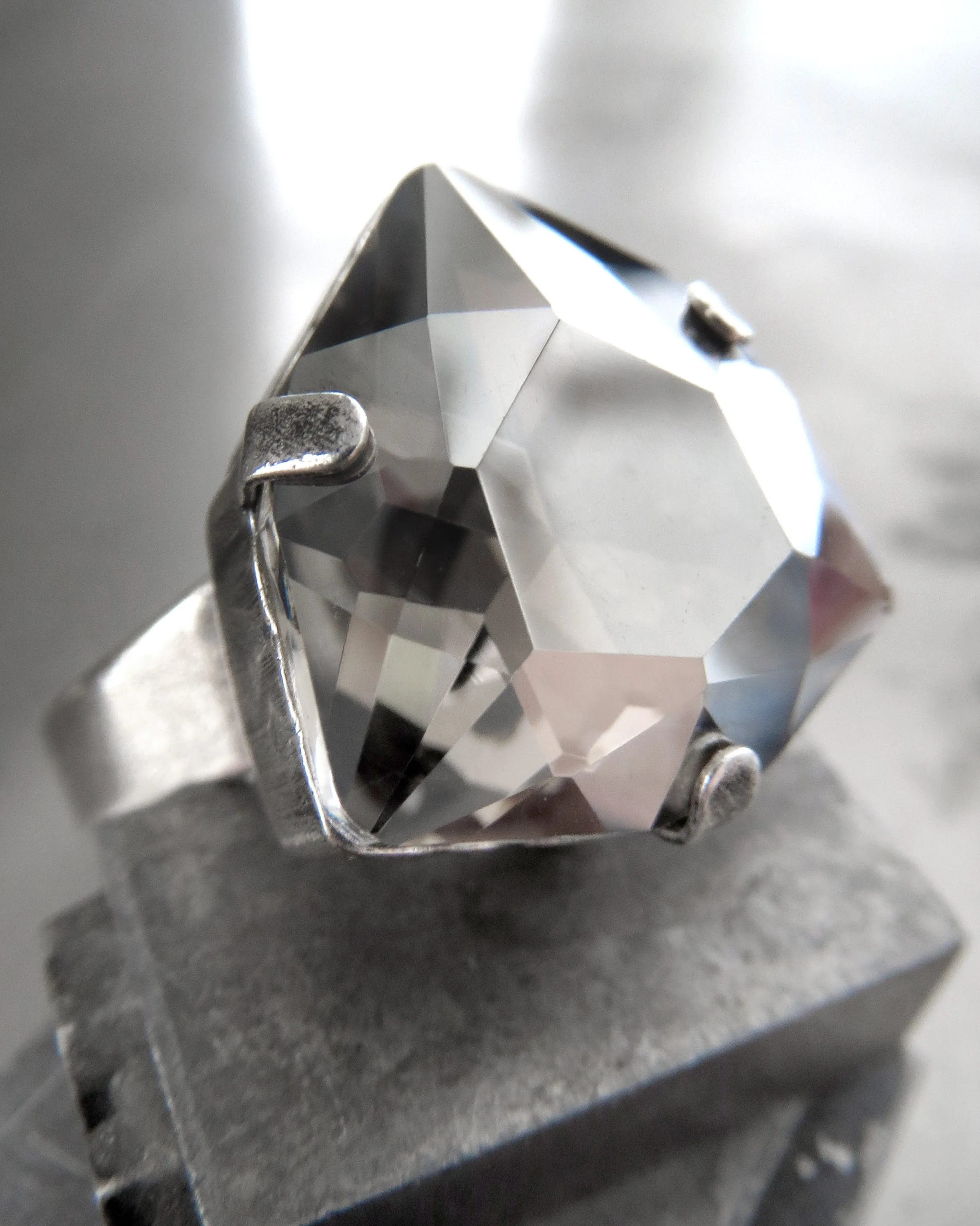 IMPERIAL - Sheer Silver Crystal Ring - Trilliant Crystal