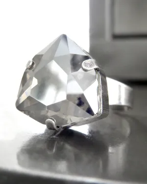 IMPERIAL - Sheer Silver Crystal Ring - Trilliant Crystal