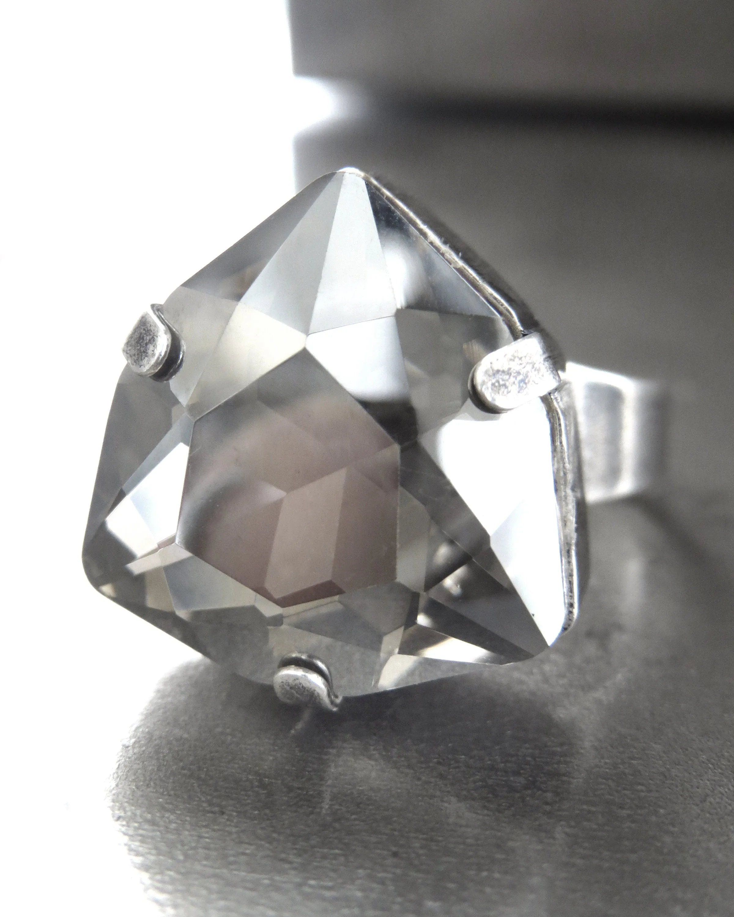 IMPERIAL - Sheer Silver Crystal Ring - Trilliant Crystal
