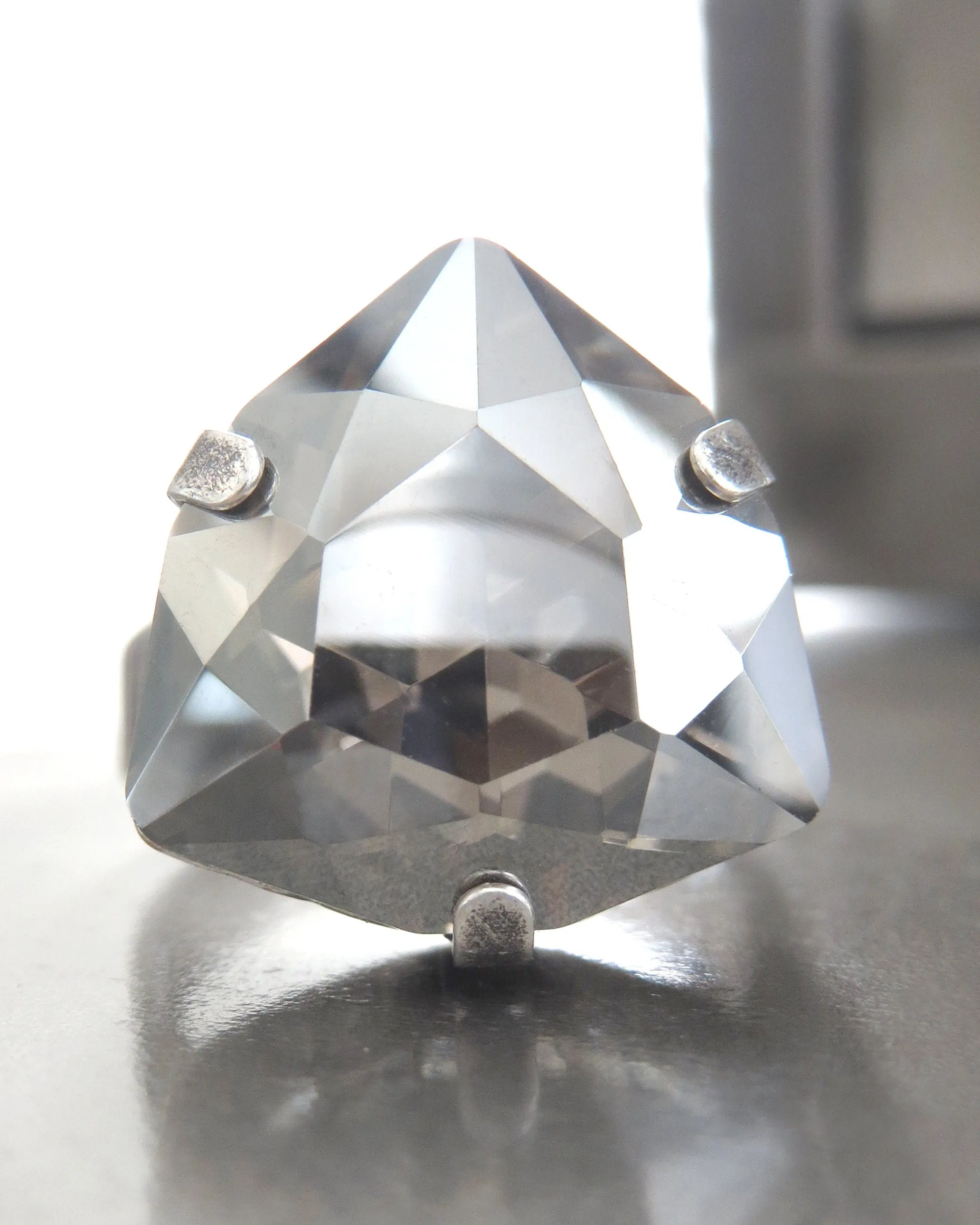 IMPERIAL - Sheer Silver Crystal Ring - Trilliant Crystal
