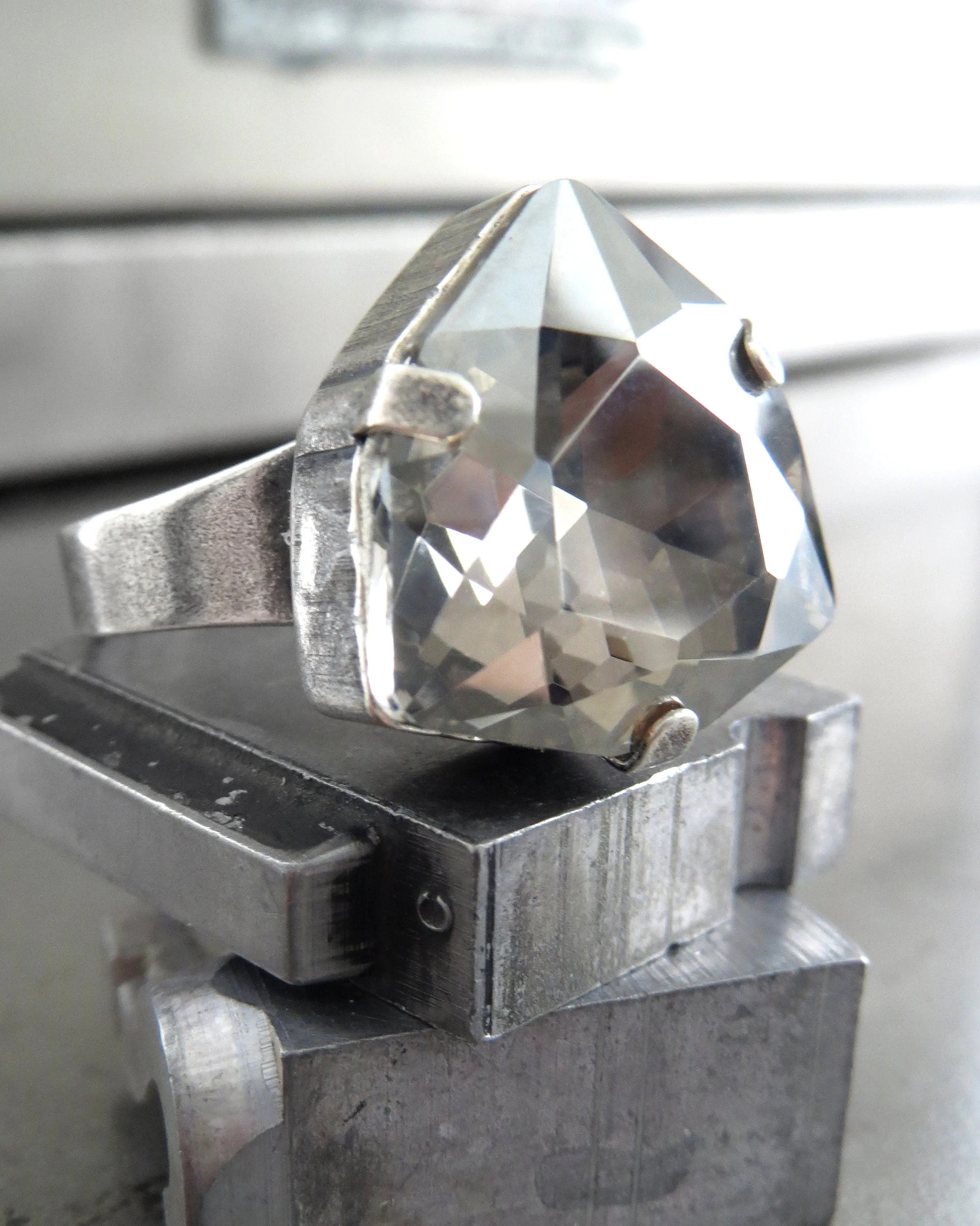 IMPERIAL - Sheer Silver Crystal Ring - Trilliant Crystal