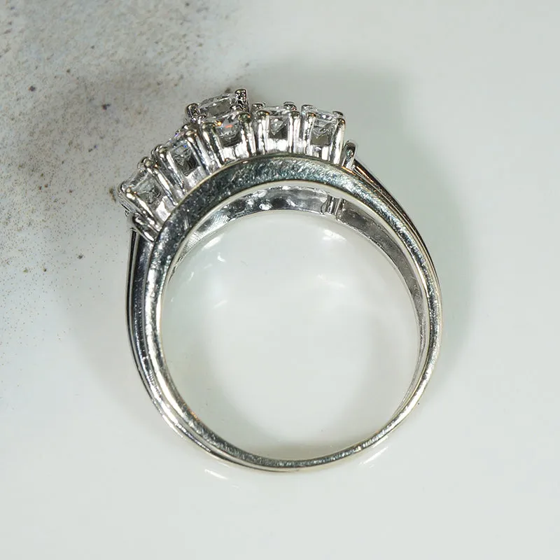 Impressive 1970s Diamonds in Wide White Gold Band