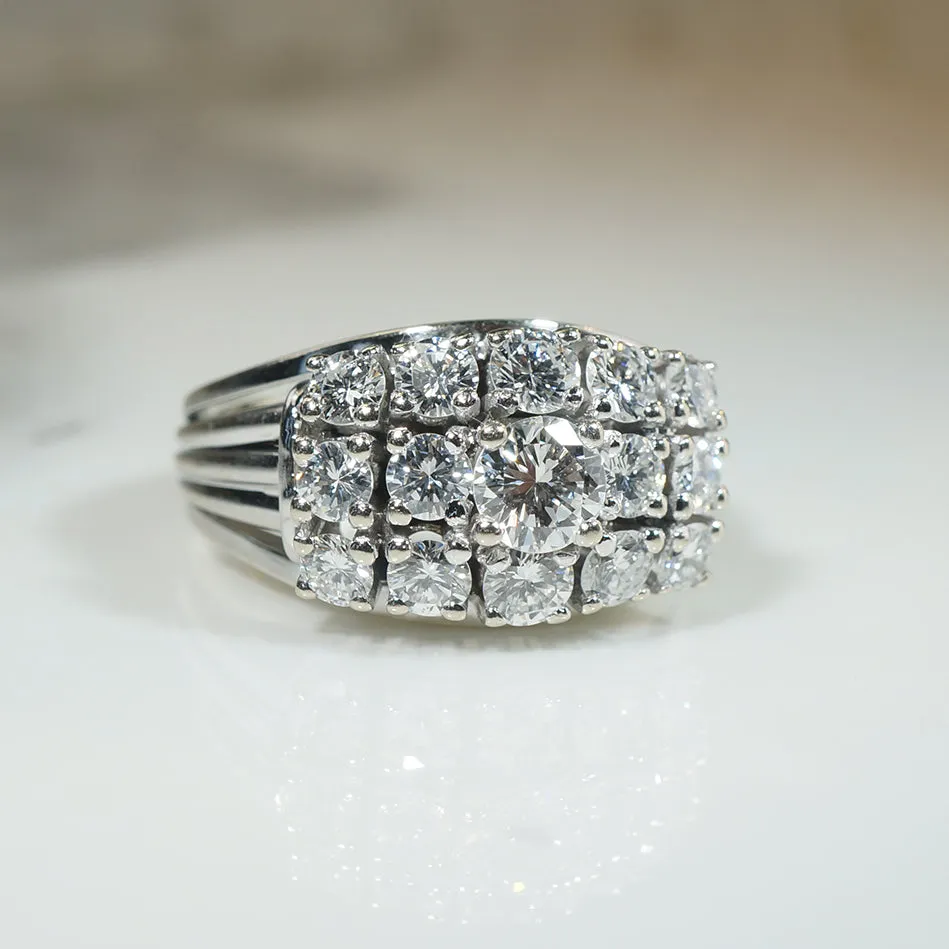 Impressive 1970s Diamonds in Wide White Gold Band