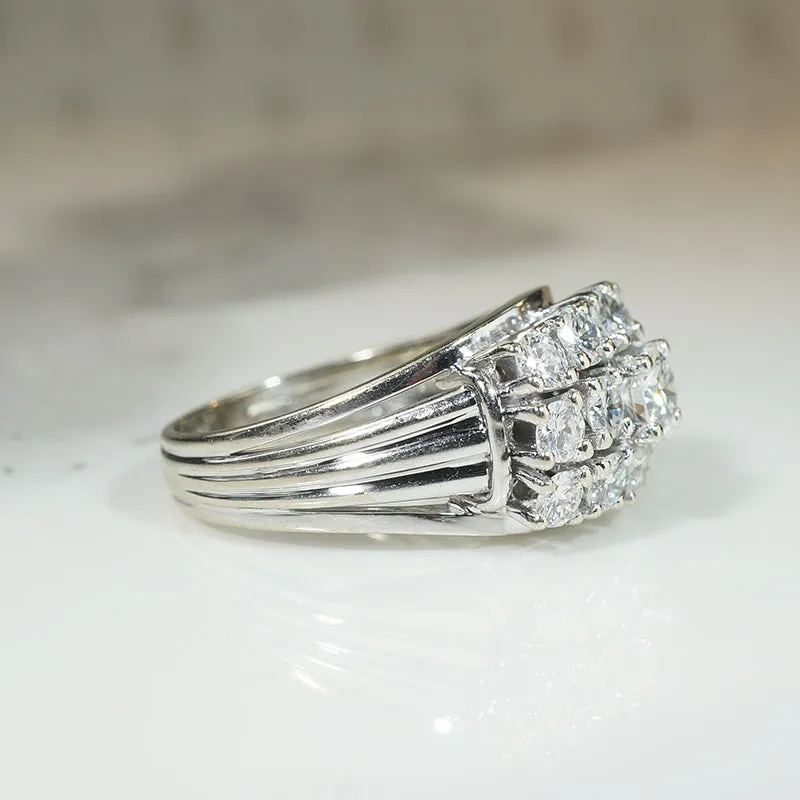 Impressive 1970s Diamonds in Wide White Gold Band