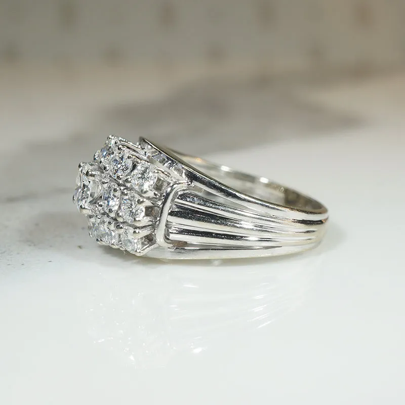Impressive 1970s Diamonds in Wide White Gold Band