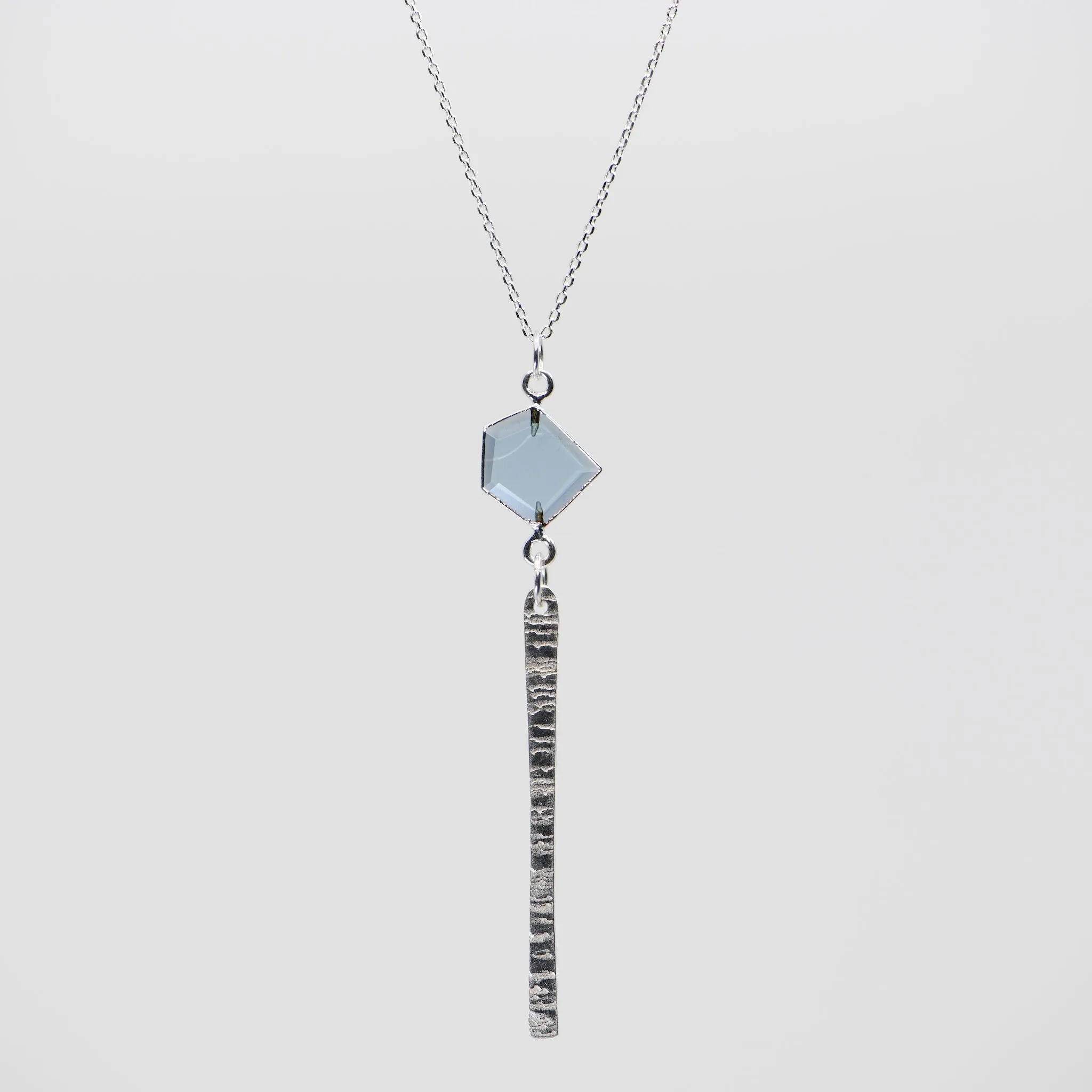Iolite Diamond Drop Necklace - Silver