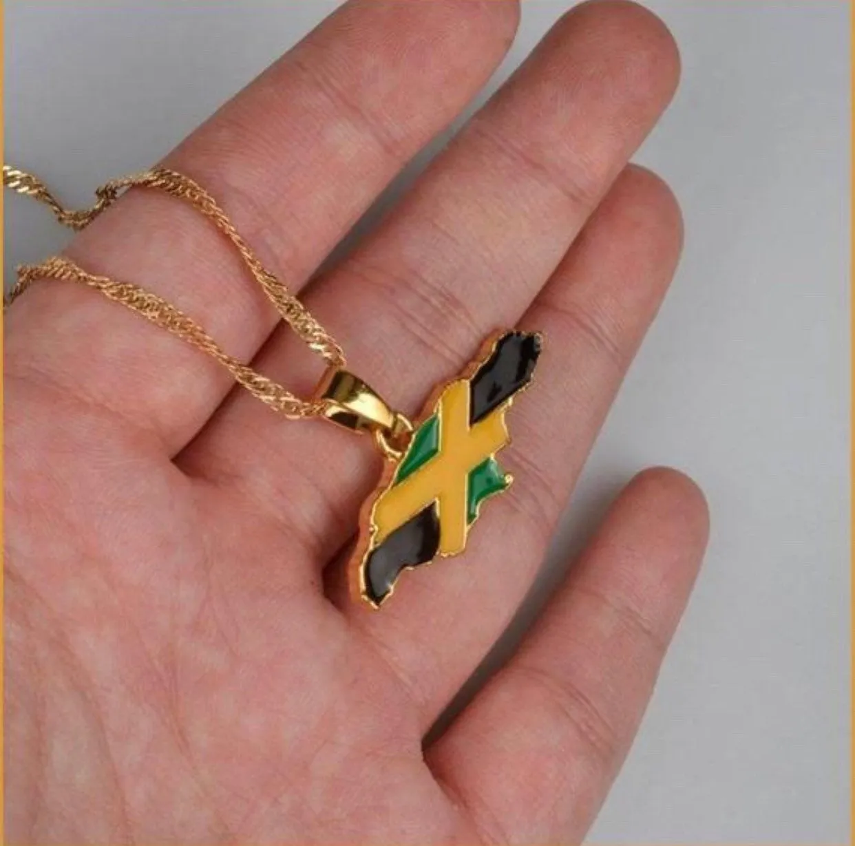 Jamaica necklace 2 piece set , gold Jamaica men necklace ,18k gold plated necklace set ,rastaferean necklace , reggae necklace