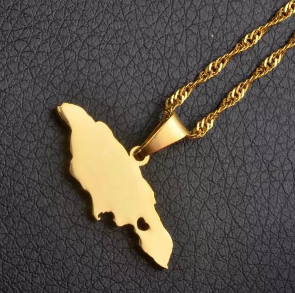 Jamaica necklace 2 piece set , gold Jamaica men necklace ,18k gold plated necklace set ,rastaferean necklace , reggae necklace