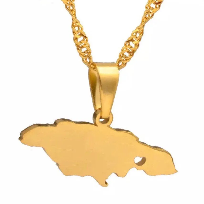 Jamaica necklace 2 piece set , gold Jamaica men necklace ,18k gold plated necklace set ,rastaferean necklace , reggae necklace