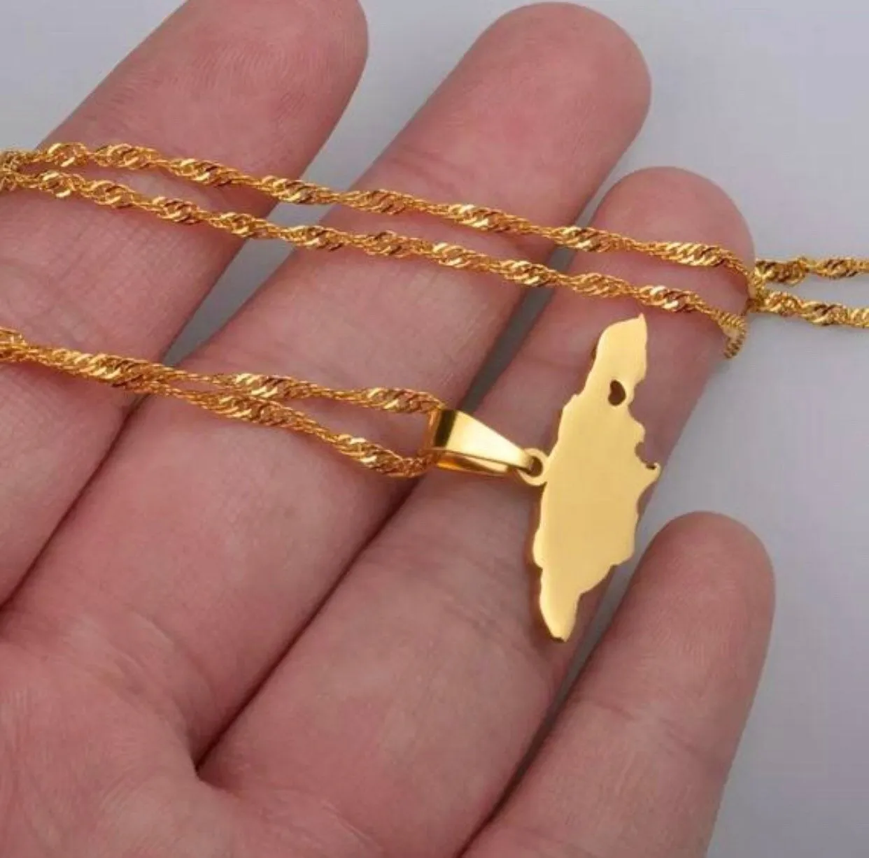 Jamaica necklace 2 piece set , gold Jamaica men necklace ,18k gold plated necklace set ,rastaferean necklace , reggae necklace