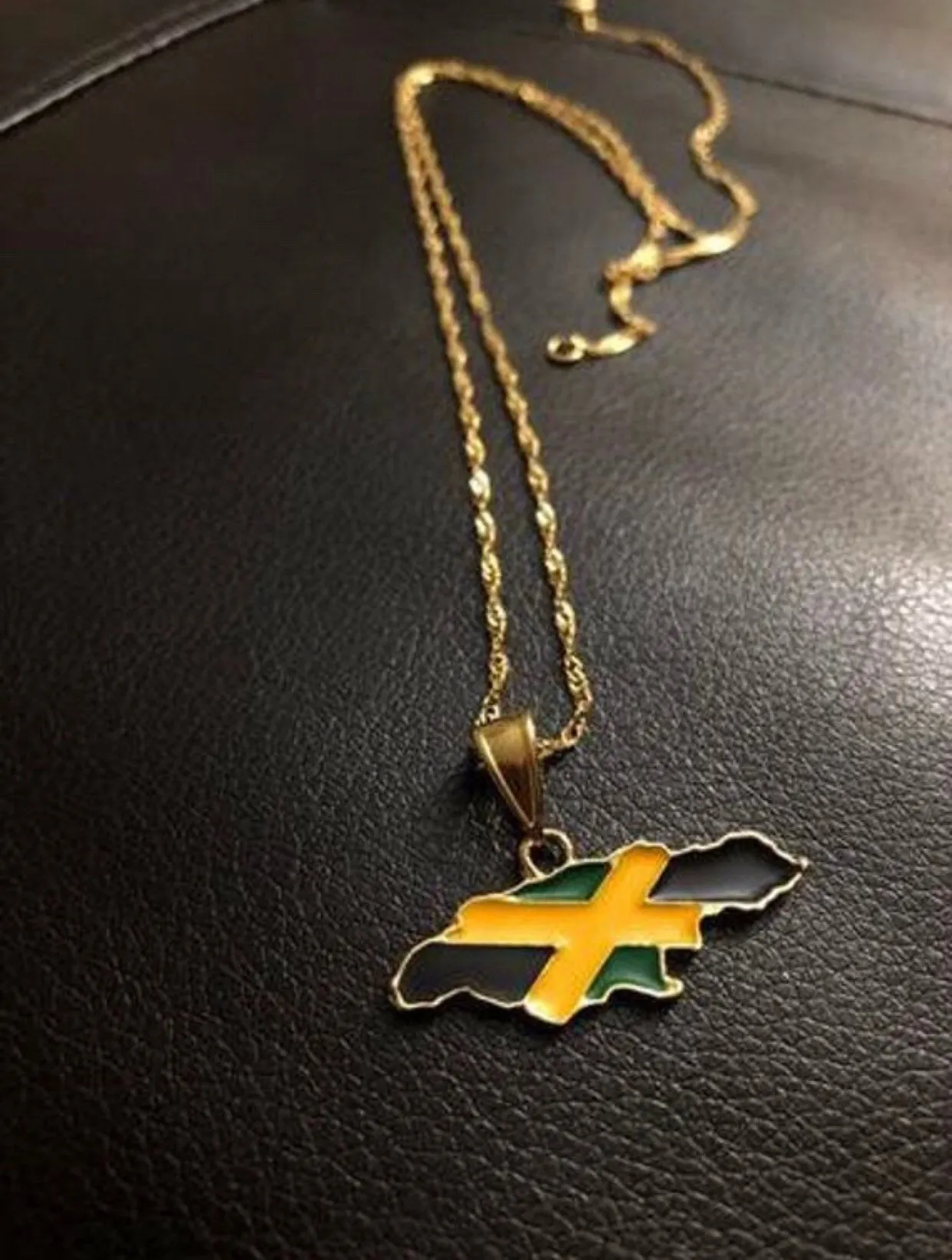 Jamaica necklace 2 piece set , gold Jamaica men necklace ,18k gold plated necklace set ,rastaferean necklace , reggae necklace
