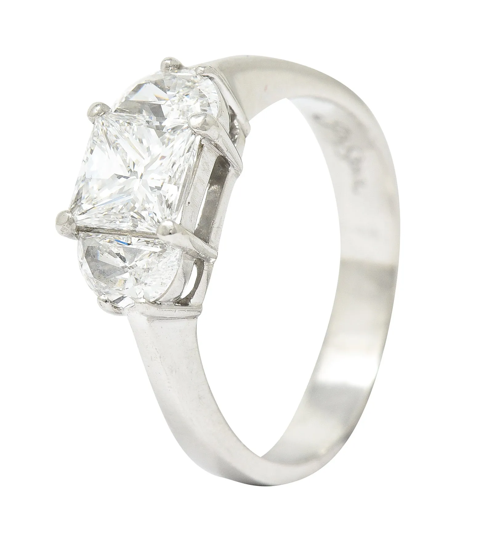 JB Star 1.55 CTW Princess Cut Diamond Platinum Engagement Ring GIA