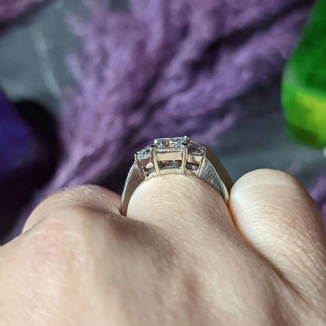 JB Star 1.55 CTW Princess Cut Diamond Platinum Engagement Ring GIA