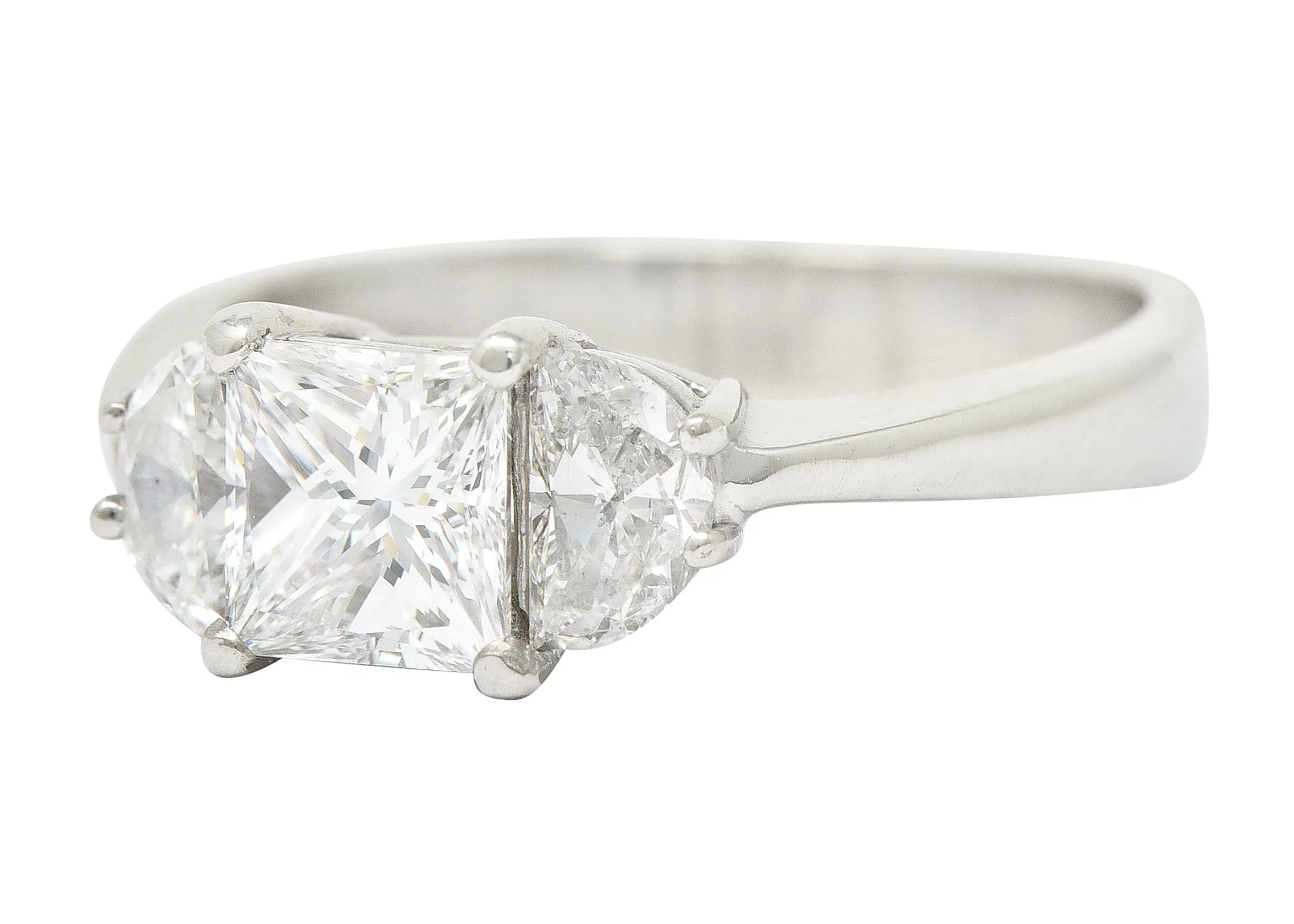 JB Star 1.55 CTW Princess Cut Diamond Platinum Engagement Ring GIA