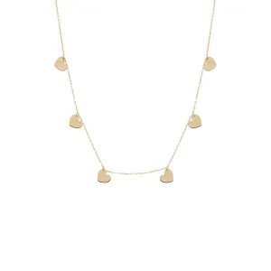 Kids Solid Dangling Hearts Necklace 14K