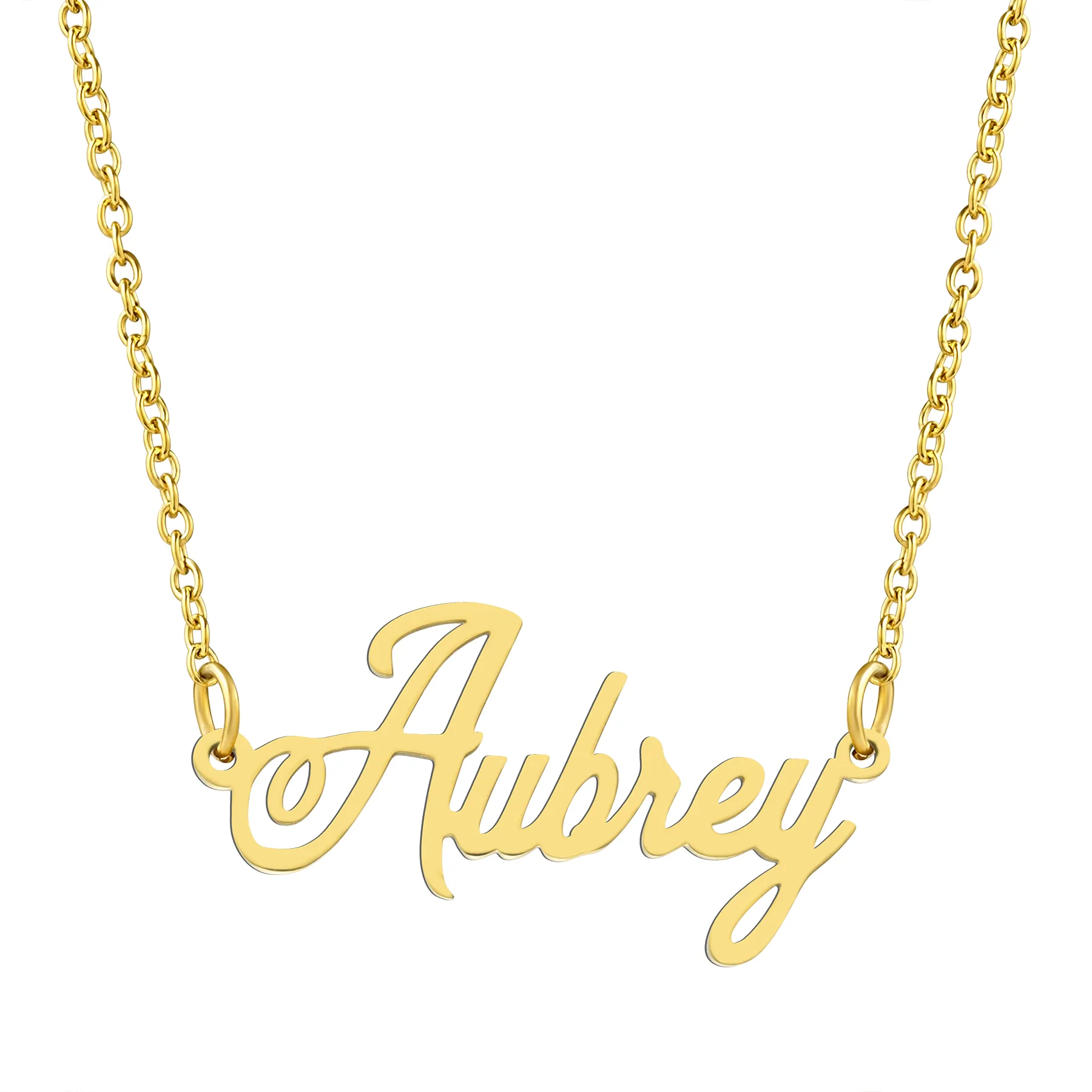 KISPER 18K Gold Stainless Steel Name Pendant Necklace Lobster Claw Alphabets A-C