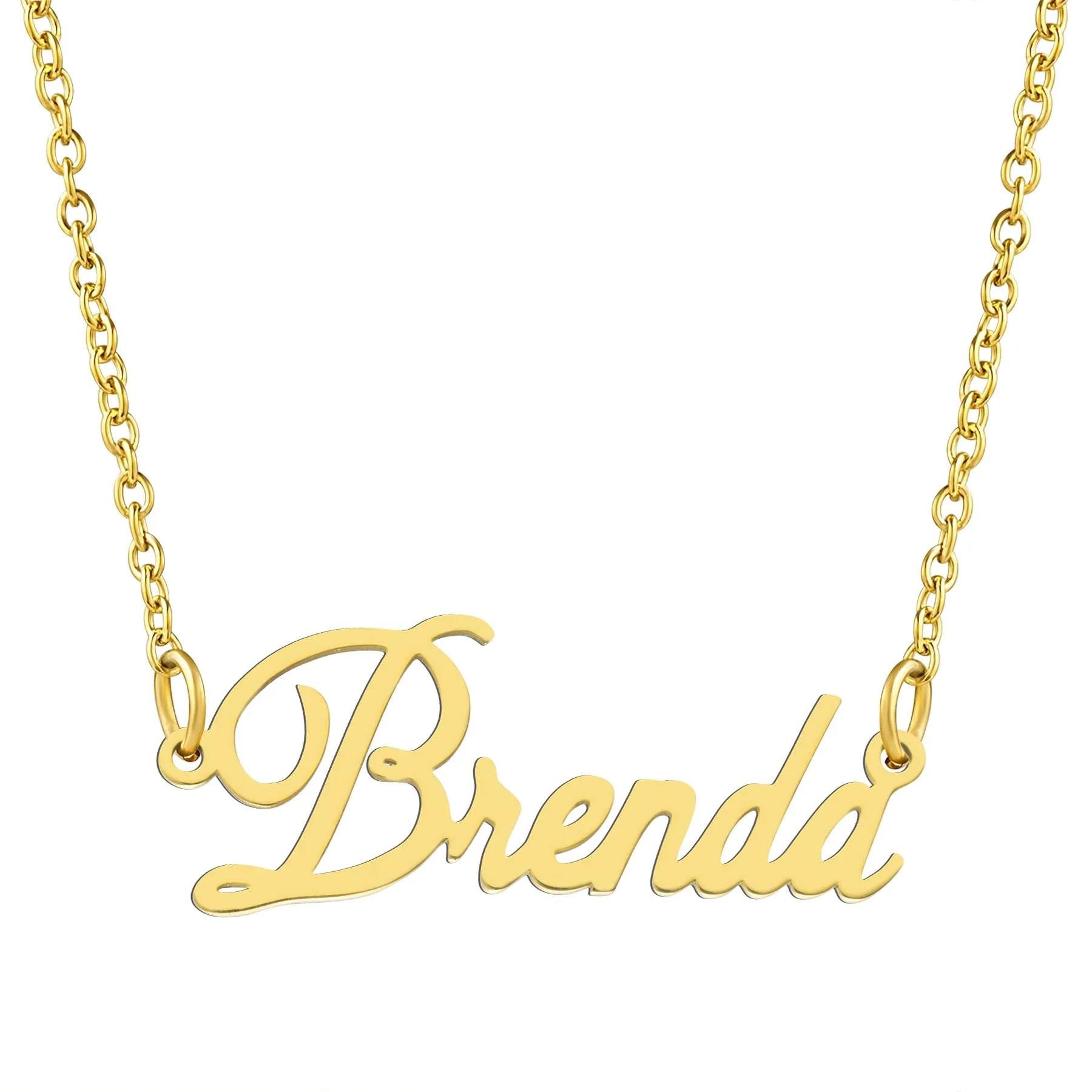 KISPER 18K Gold Stainless Steel Name Pendant Necklace Lobster Claw Alphabets A-C