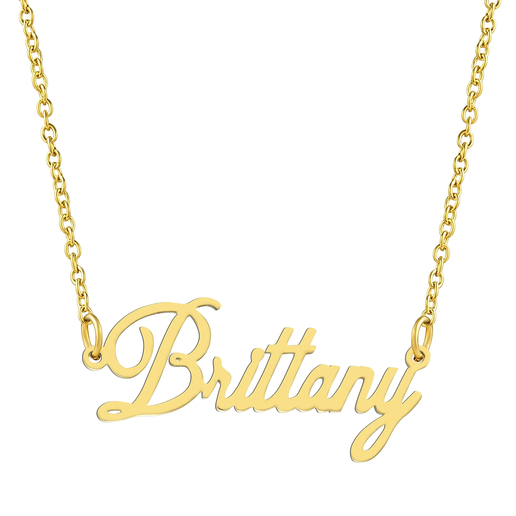 KISPER 18K Gold Stainless Steel Name Pendant Necklace Lobster Claw Alphabets A-C