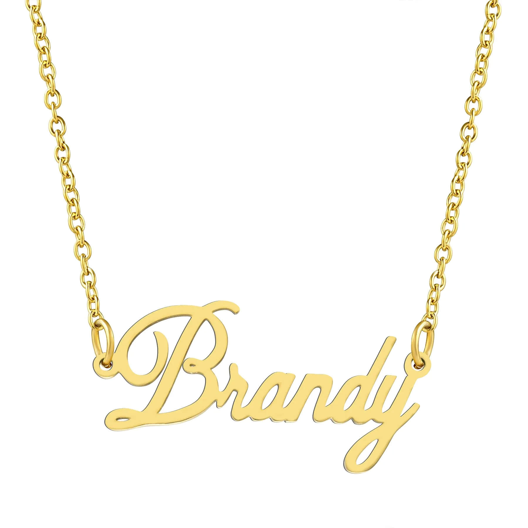 KISPER 18K Gold Stainless Steel Name Pendant Necklace Lobster Claw Alphabets A-C