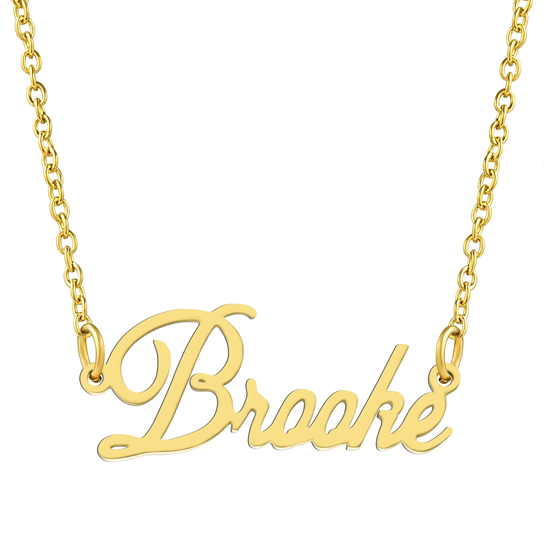 KISPER 18K Gold Stainless Steel Name Pendant Necklace Lobster Claw Alphabets A-C