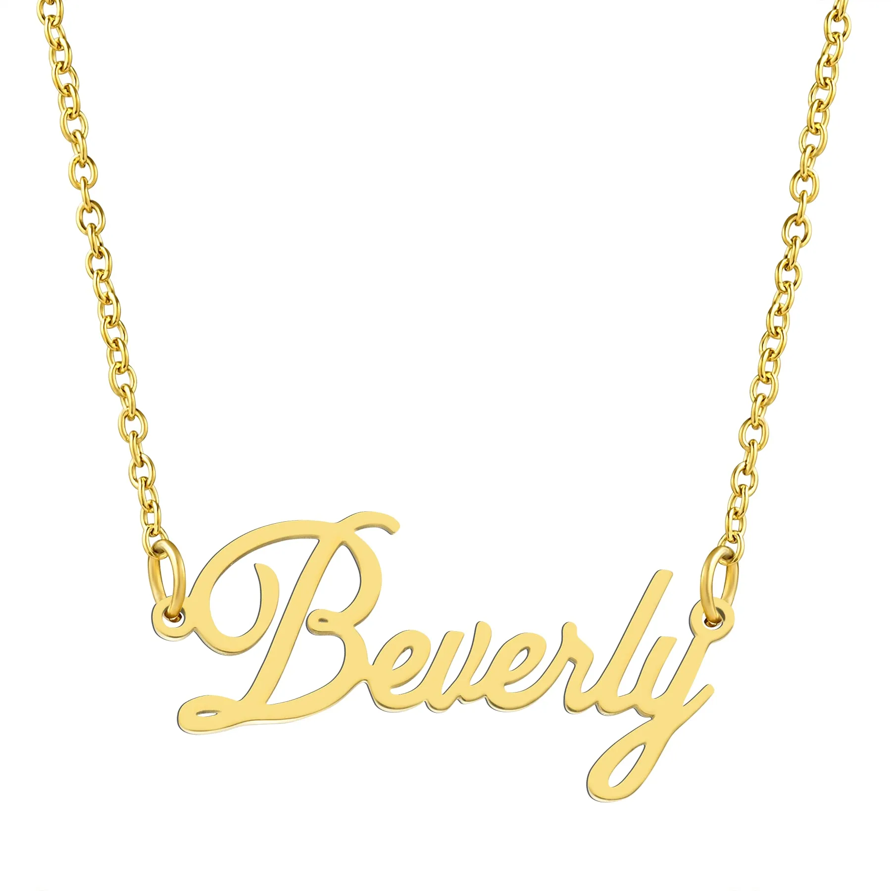 KISPER 18K Gold Stainless Steel Name Pendant Necklace Lobster Claw Alphabets A-C