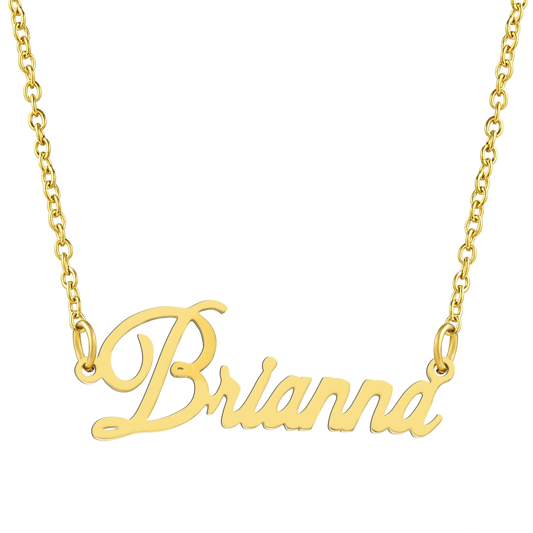 KISPER 18K Gold Stainless Steel Name Pendant Necklace Lobster Claw Alphabets A-C