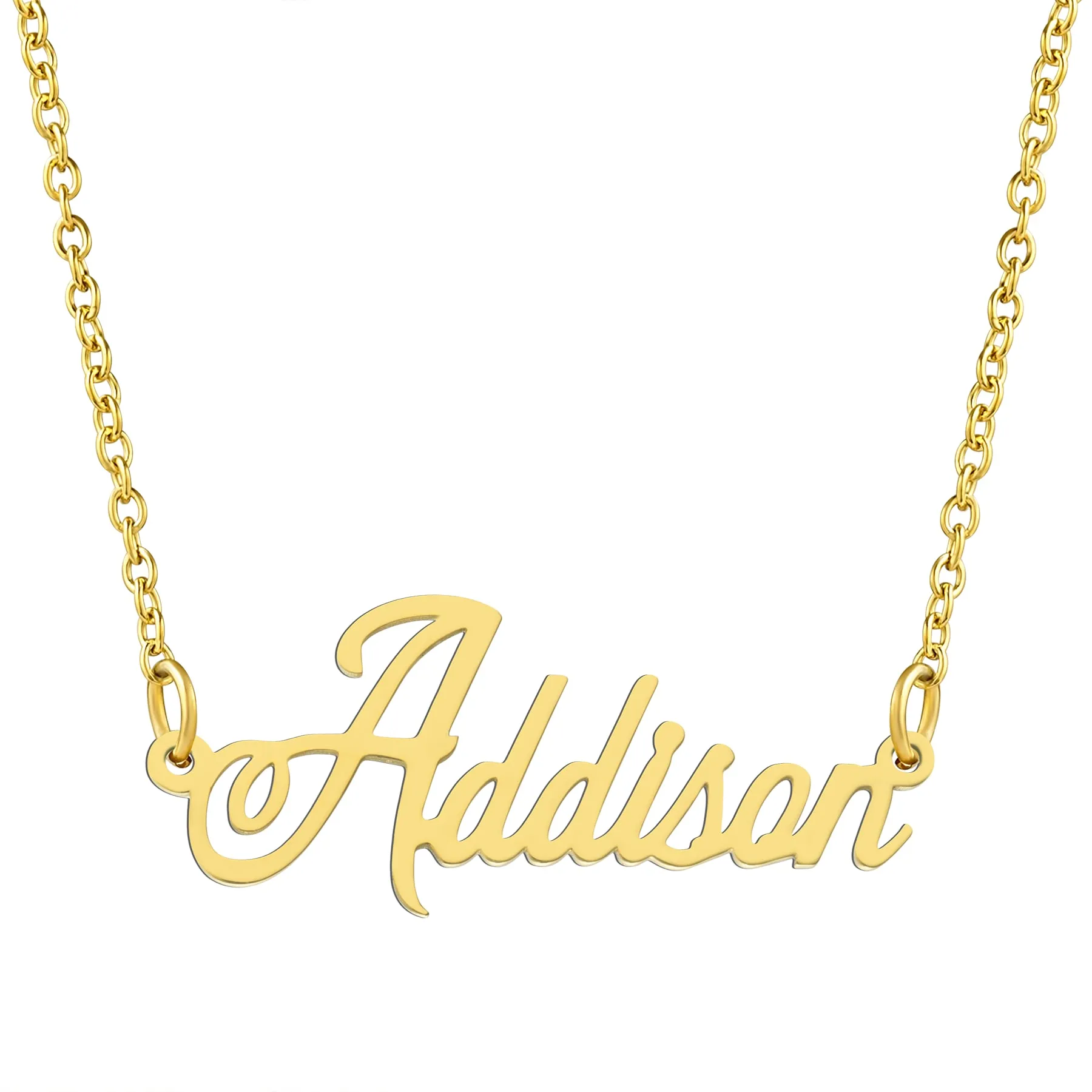 KISPER 18K Gold Stainless Steel Name Pendant Necklace Lobster Claw Alphabets A-C