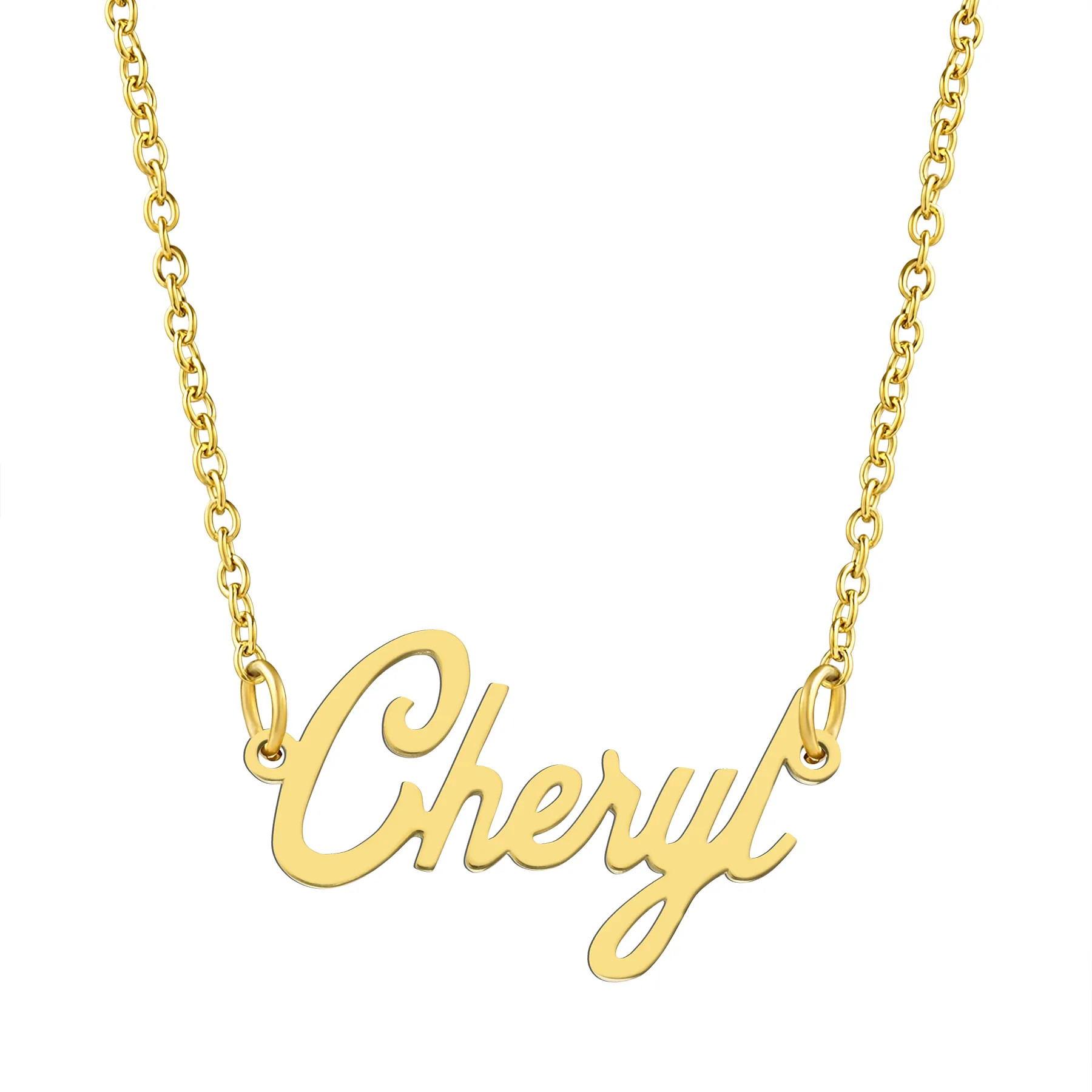 KISPER 18K Gold Stainless Steel Name Pendant Necklace Lobster Claw Alphabets A-C
