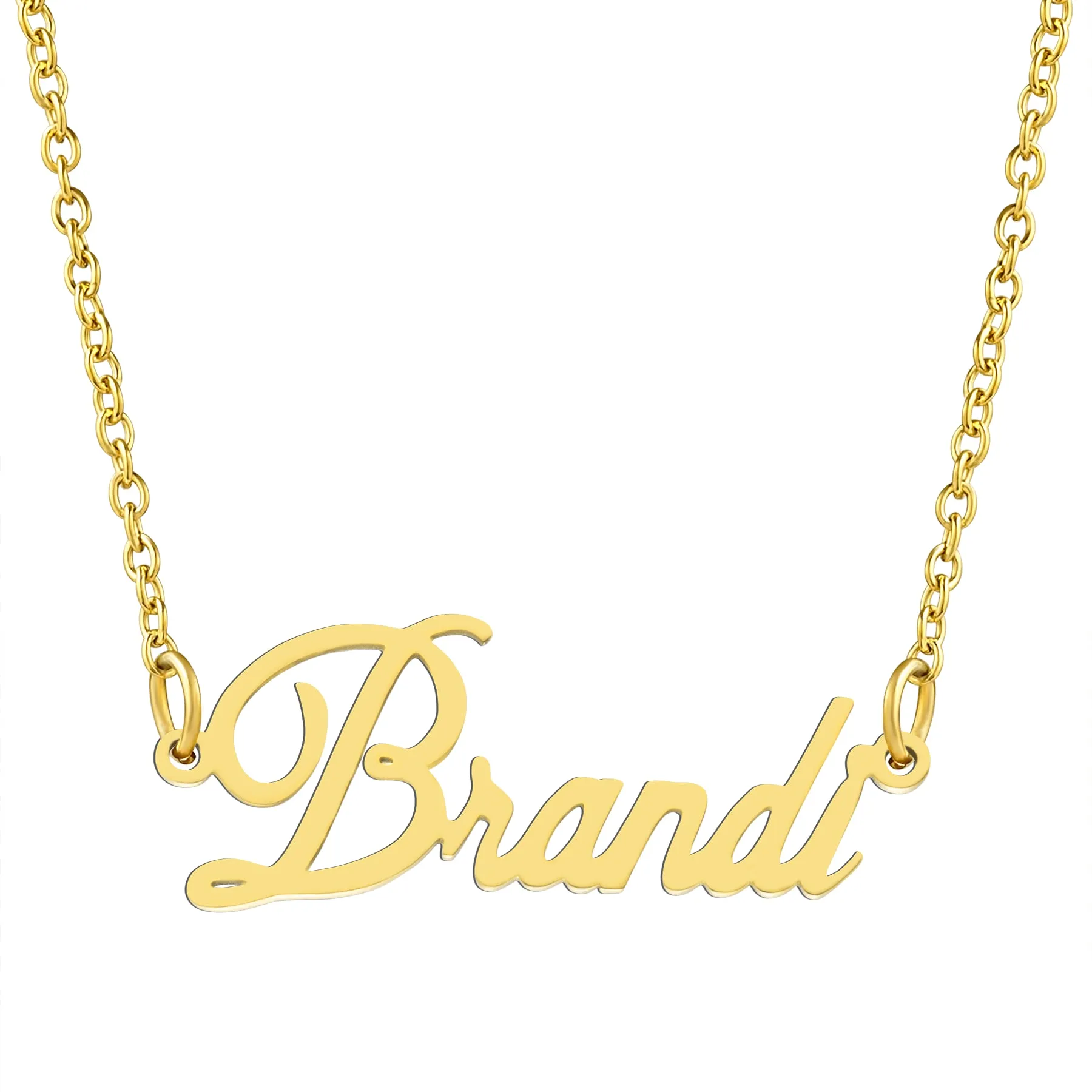 KISPER 18K Gold Stainless Steel Name Pendant Necklace Lobster Claw Alphabets A-C