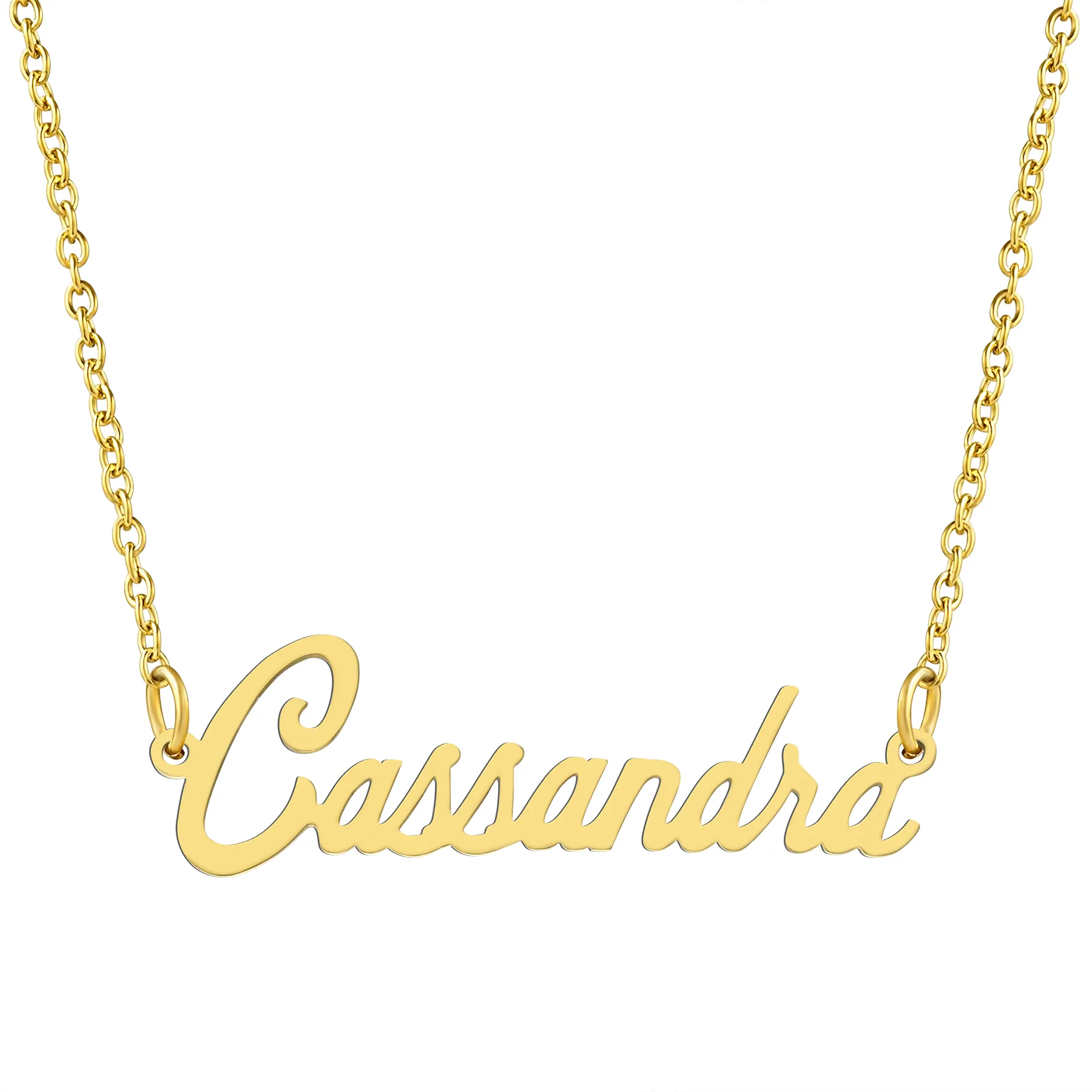 KISPER 18K Gold Stainless Steel Name Pendant Necklace Lobster Claw Alphabets A-C