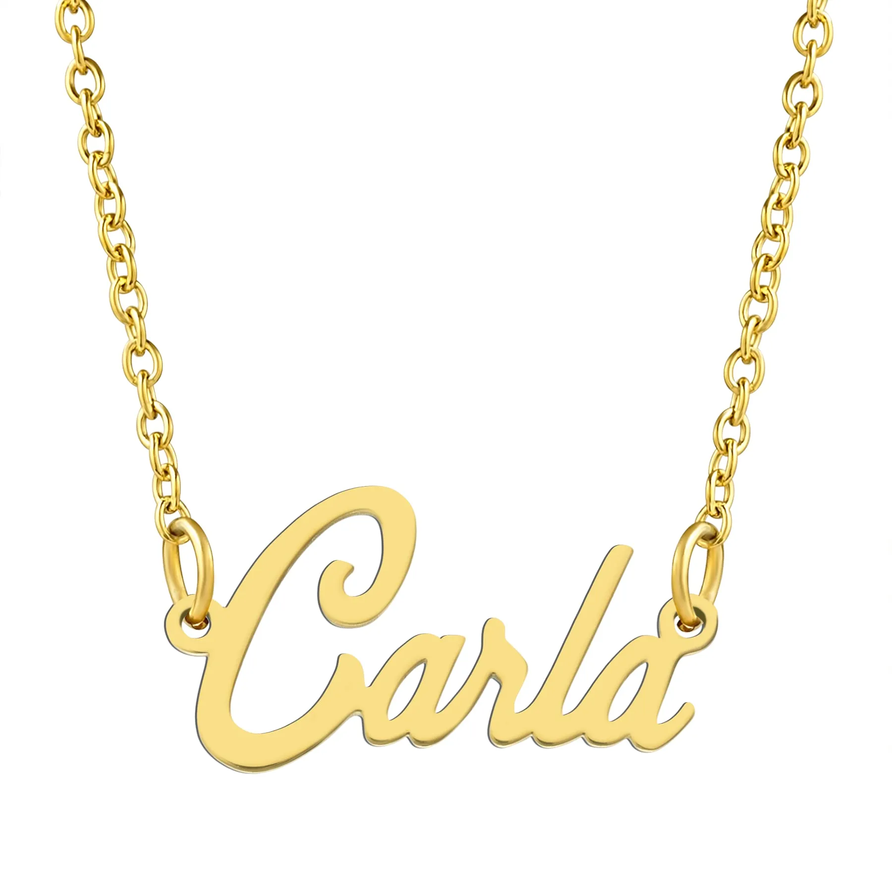 KISPER 18K Gold Stainless Steel Name Pendant Necklace Lobster Claw Alphabets A-C