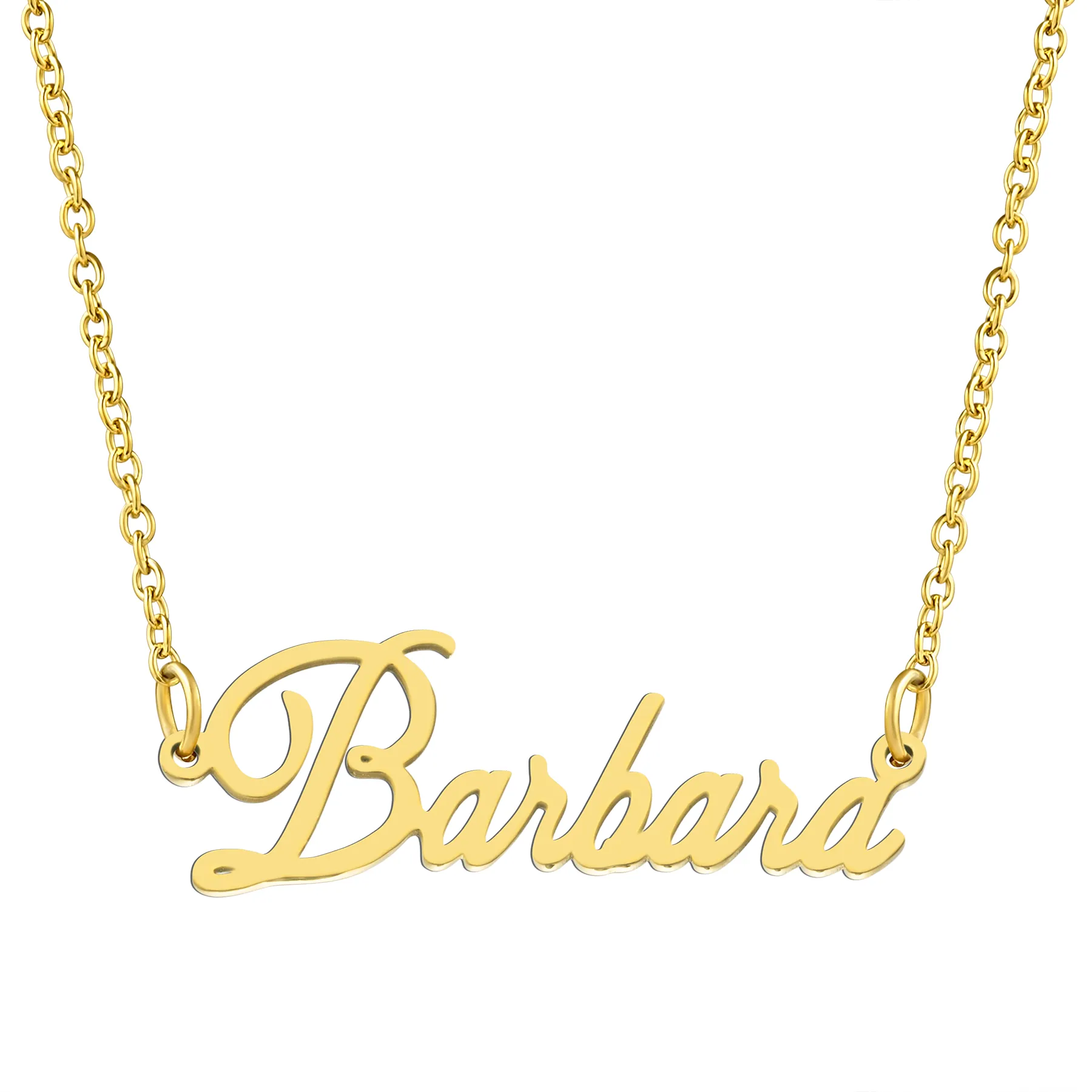 KISPER 18K Gold Stainless Steel Name Pendant Necklace Lobster Claw Alphabets A-C