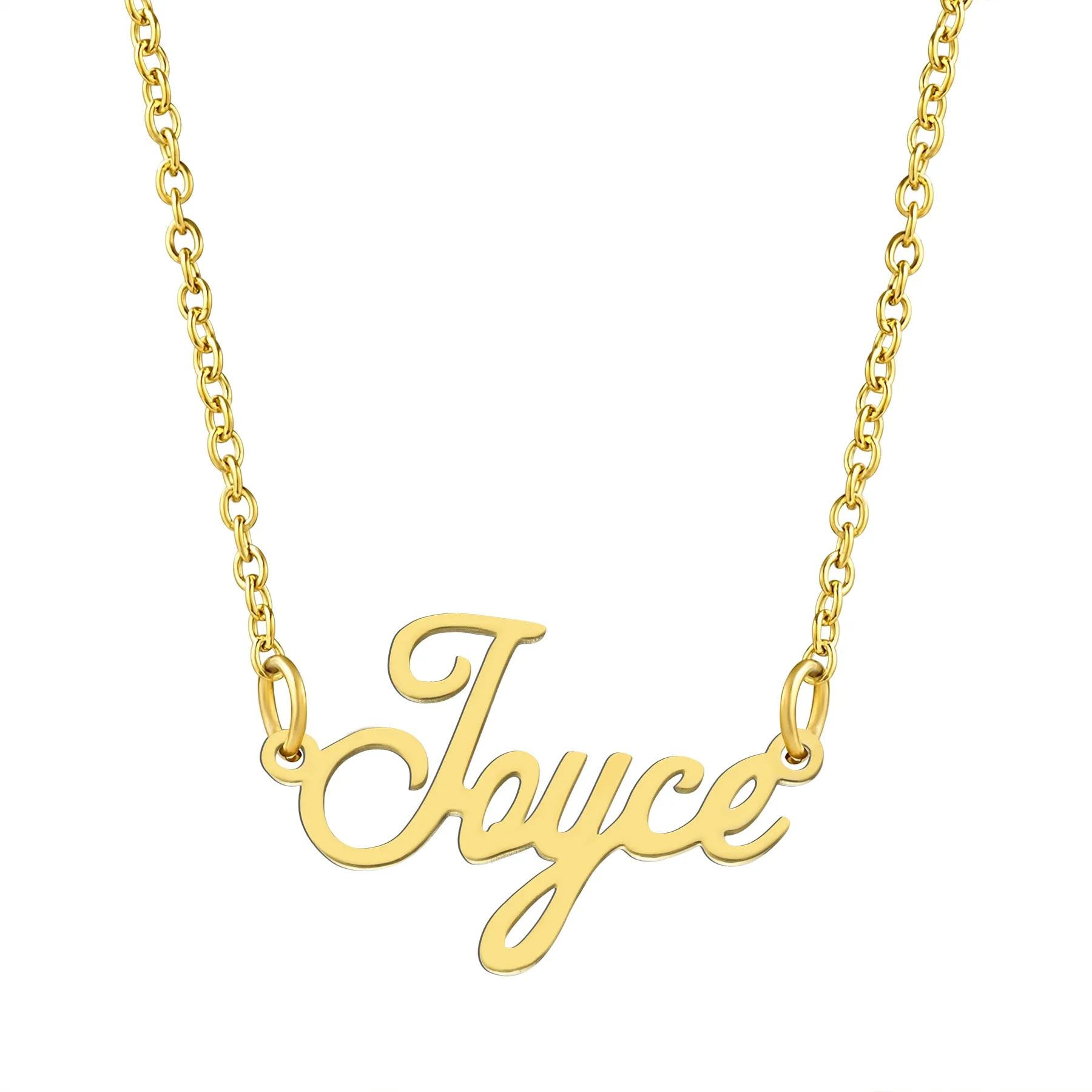 KISPER 18K Gold Stainless Steel Name Pendant Necklace Lobster Claw Alphabets D-J