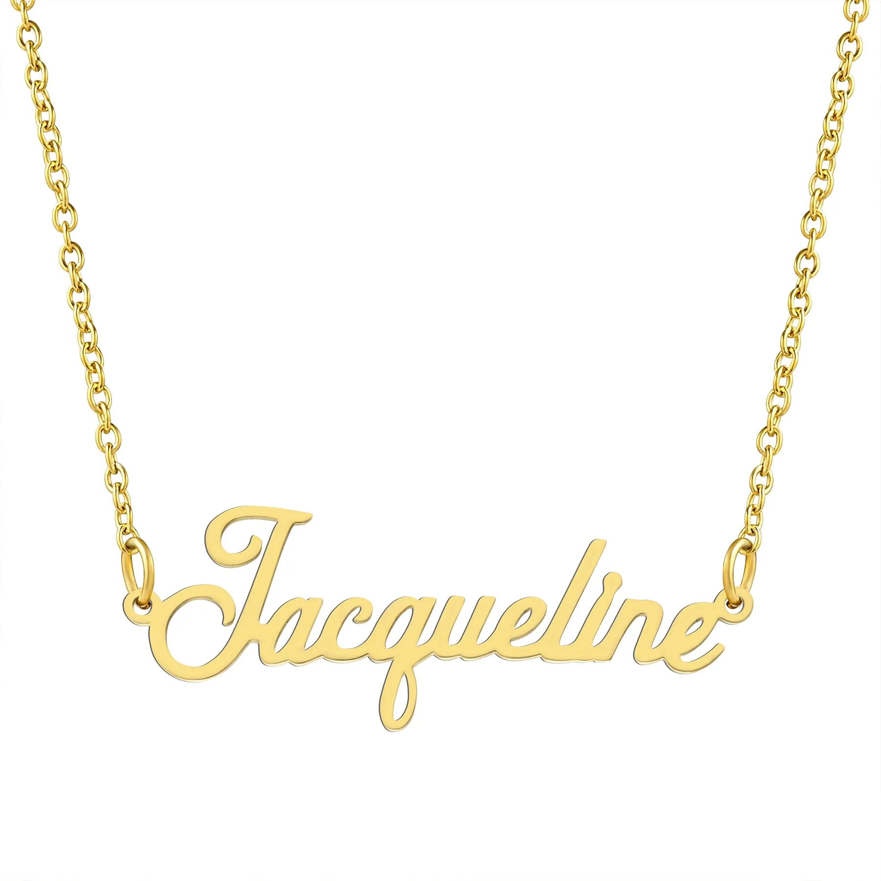 KISPER 18K Gold Stainless Steel Name Pendant Necklace Lobster Claw Alphabets D-J