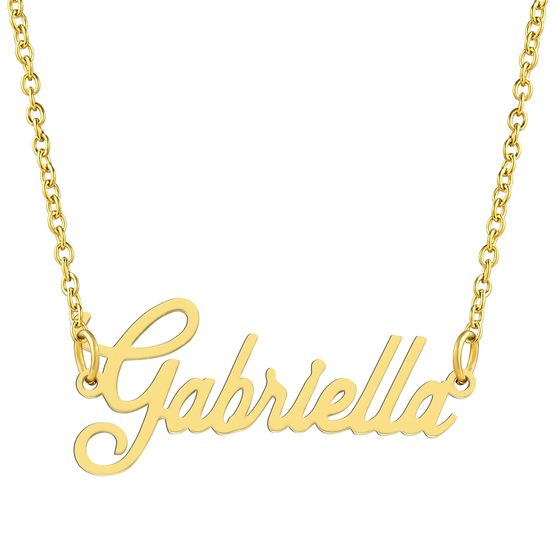 KISPER 18K Gold Stainless Steel Name Pendant Necklace Lobster Claw Alphabets D-J