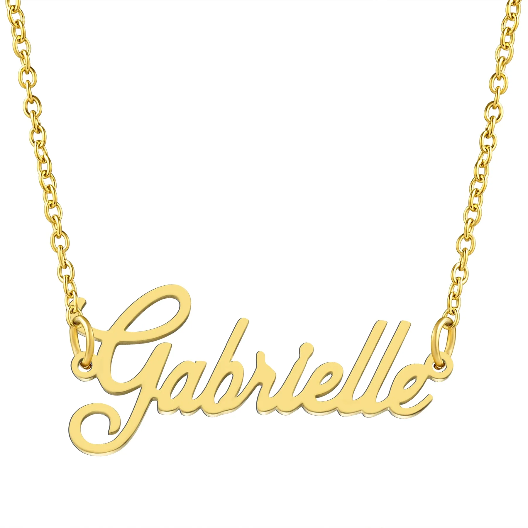 KISPER 18K Gold Stainless Steel Name Pendant Necklace Lobster Claw Alphabets D-J