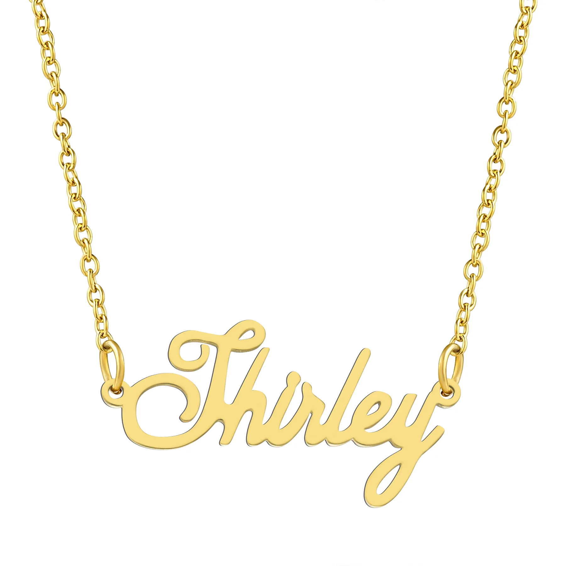 KISPER 18K Gold Stainless Steel Name Pendant Necklace Lobster Claw Alphabets R-Z
