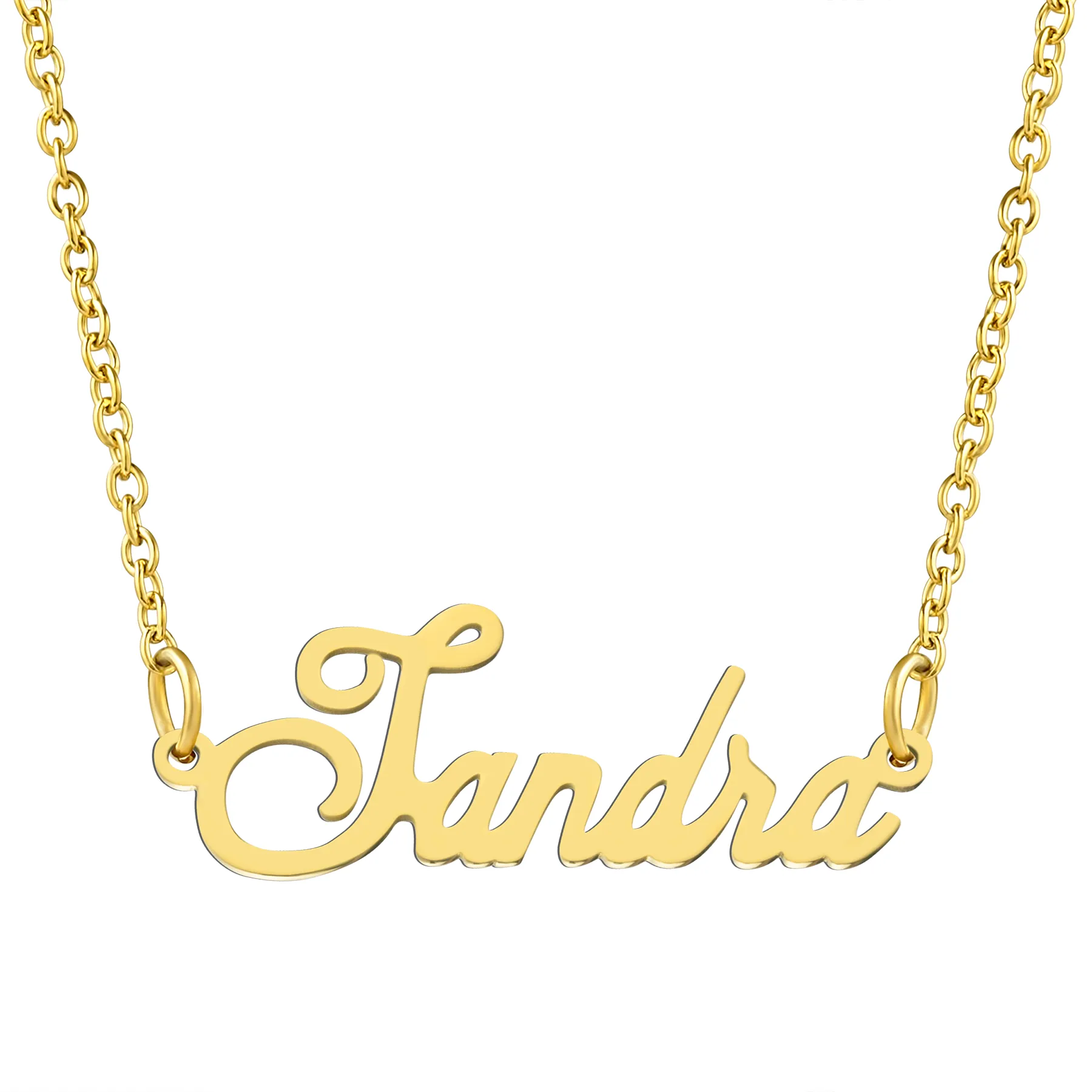 KISPER 18K Gold Stainless Steel Name Pendant Necklace Lobster Claw Alphabets R-Z