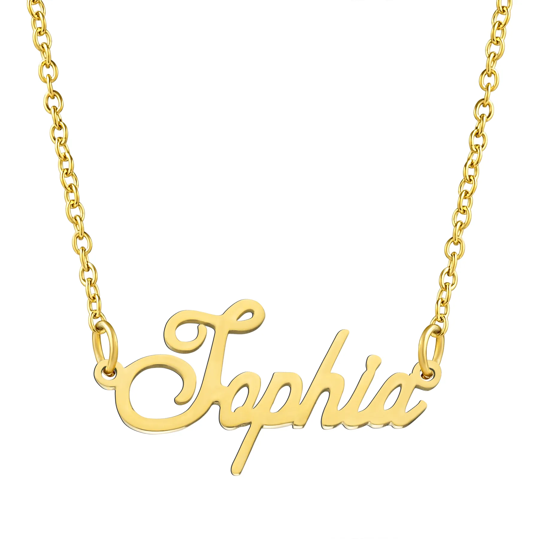 KISPER 18K Gold Stainless Steel Name Pendant Necklace Lobster Claw Alphabets R-Z