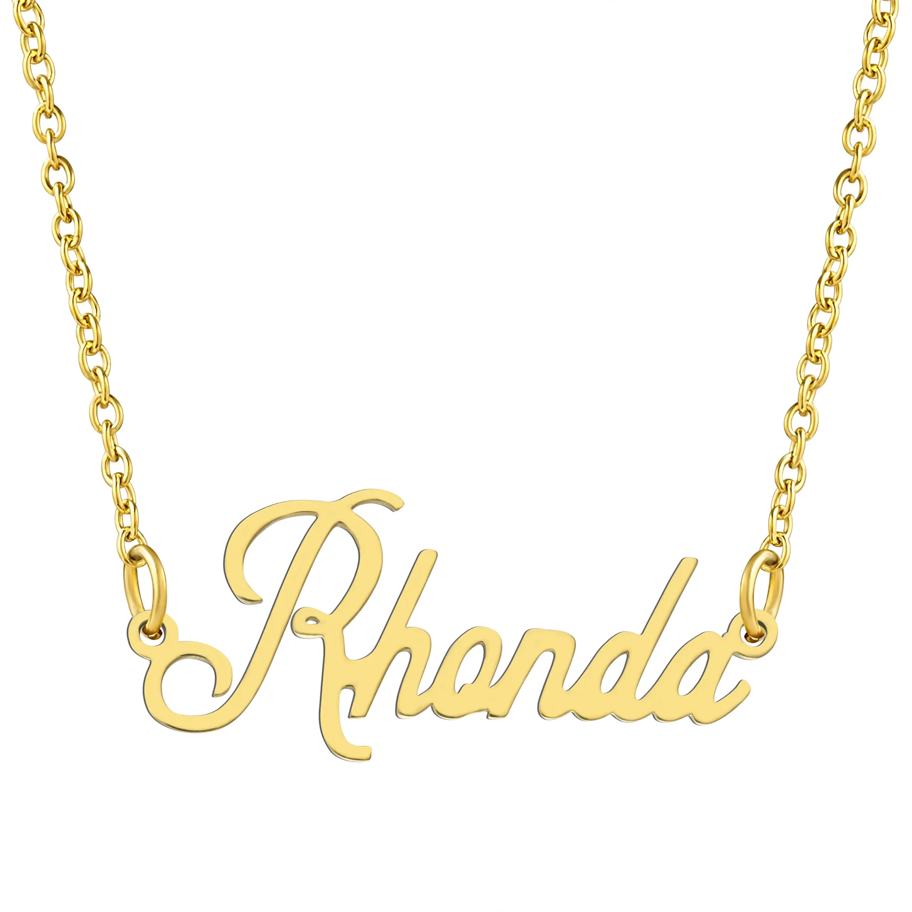 KISPER 18K Gold Stainless Steel Name Pendant Necklace Lobster Claw Alphabets R-Z