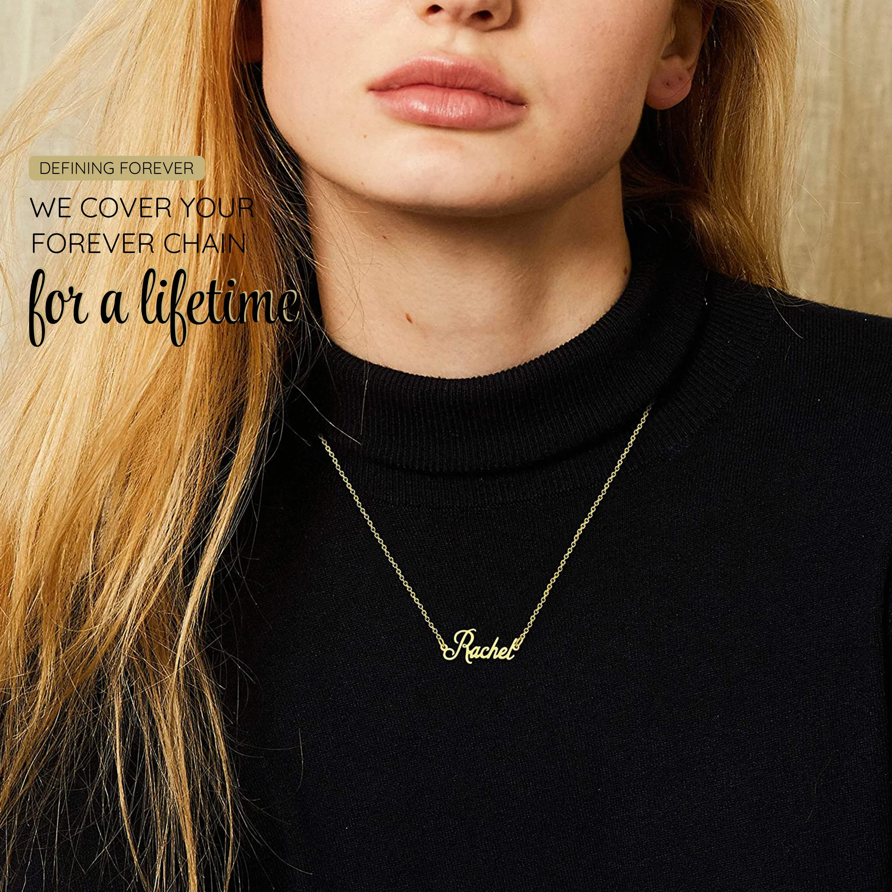 KISPER 18K Gold Stainless Steel Name Pendant Necklace Lobster Claw Alphabets R-Z