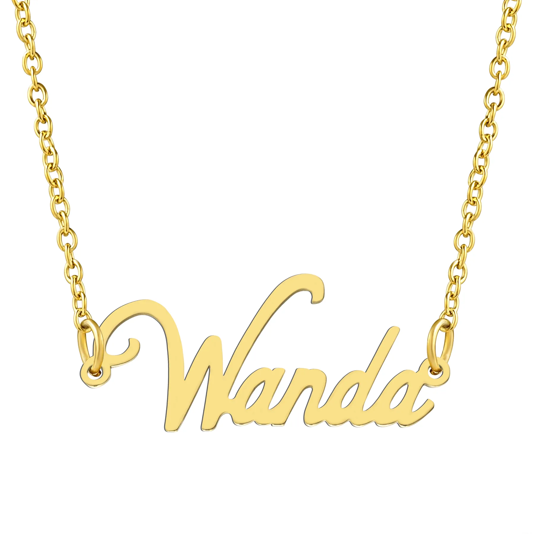 KISPER 18K Gold Stainless Steel Name Pendant Necklace Lobster Claw Alphabets R-Z