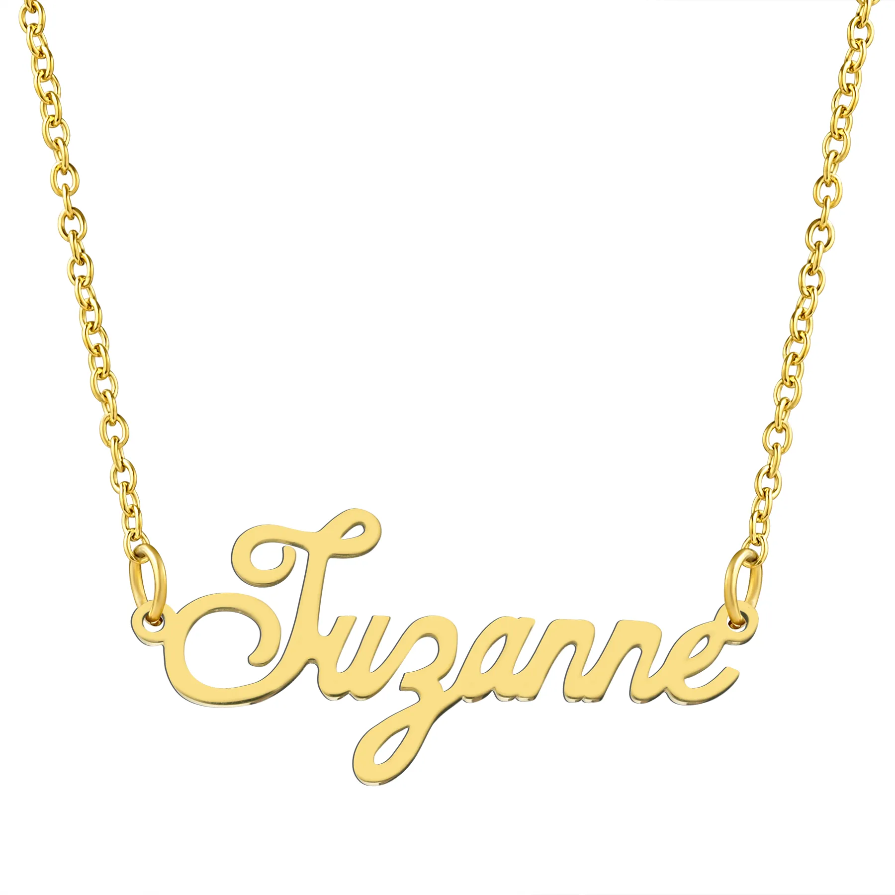KISPER 18K Gold Stainless Steel Name Pendant Necklace Lobster Claw Alphabets R-Z