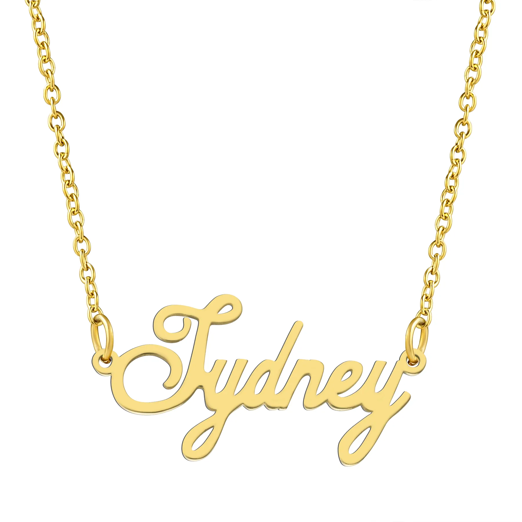 KISPER 18K Gold Stainless Steel Name Pendant Necklace Lobster Claw Alphabets R-Z