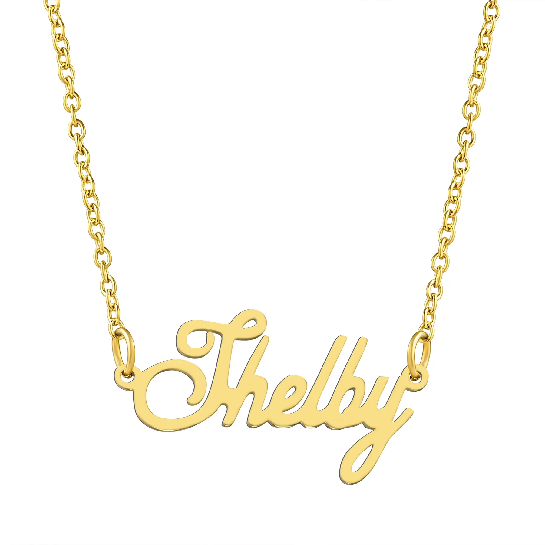 KISPER 18K Gold Stainless Steel Name Pendant Necklace Lobster Claw Alphabets R-Z