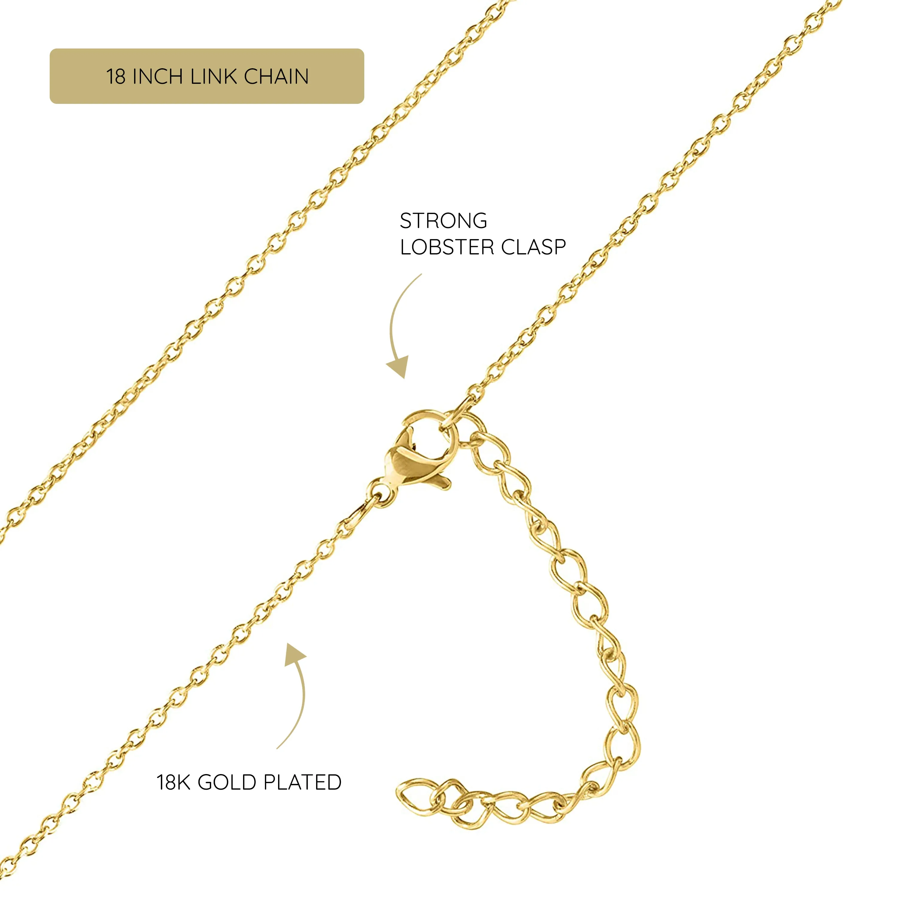 KISPER 18K Gold Stainless Steel Name Pendant Necklace Lobster Claw Alphabets R-Z