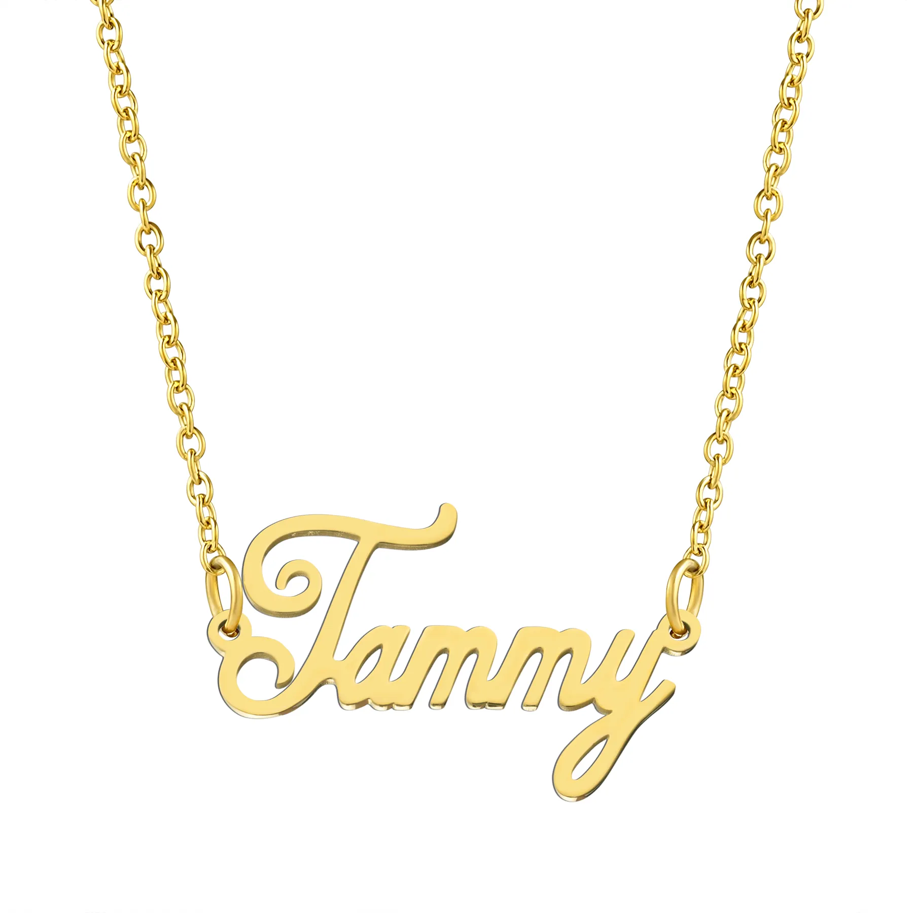 KISPER 18K Gold Stainless Steel Name Pendant Necklace Lobster Claw Alphabets R-Z