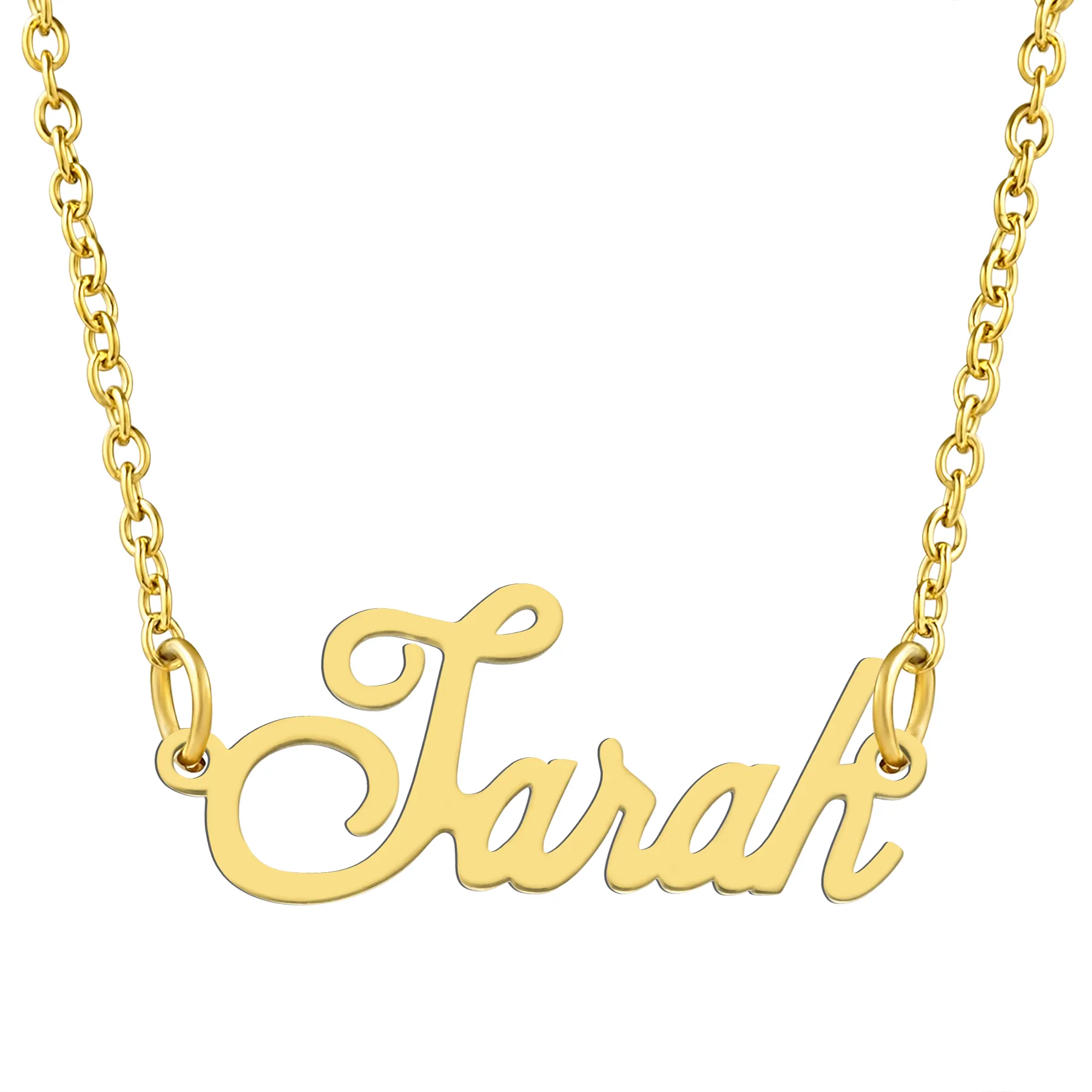 KISPER 18K Gold Stainless Steel Name Pendant Necklace Lobster Claw Alphabets R-Z