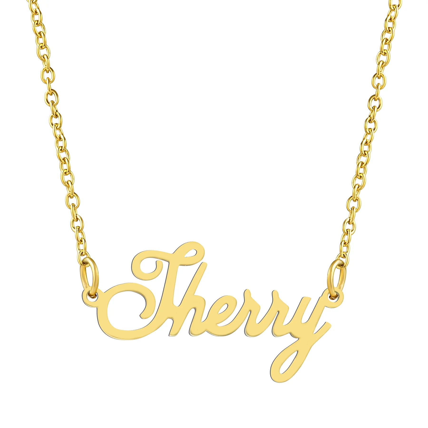 KISPER 18K Gold Stainless Steel Name Pendant Necklace Lobster Claw Alphabets R-Z