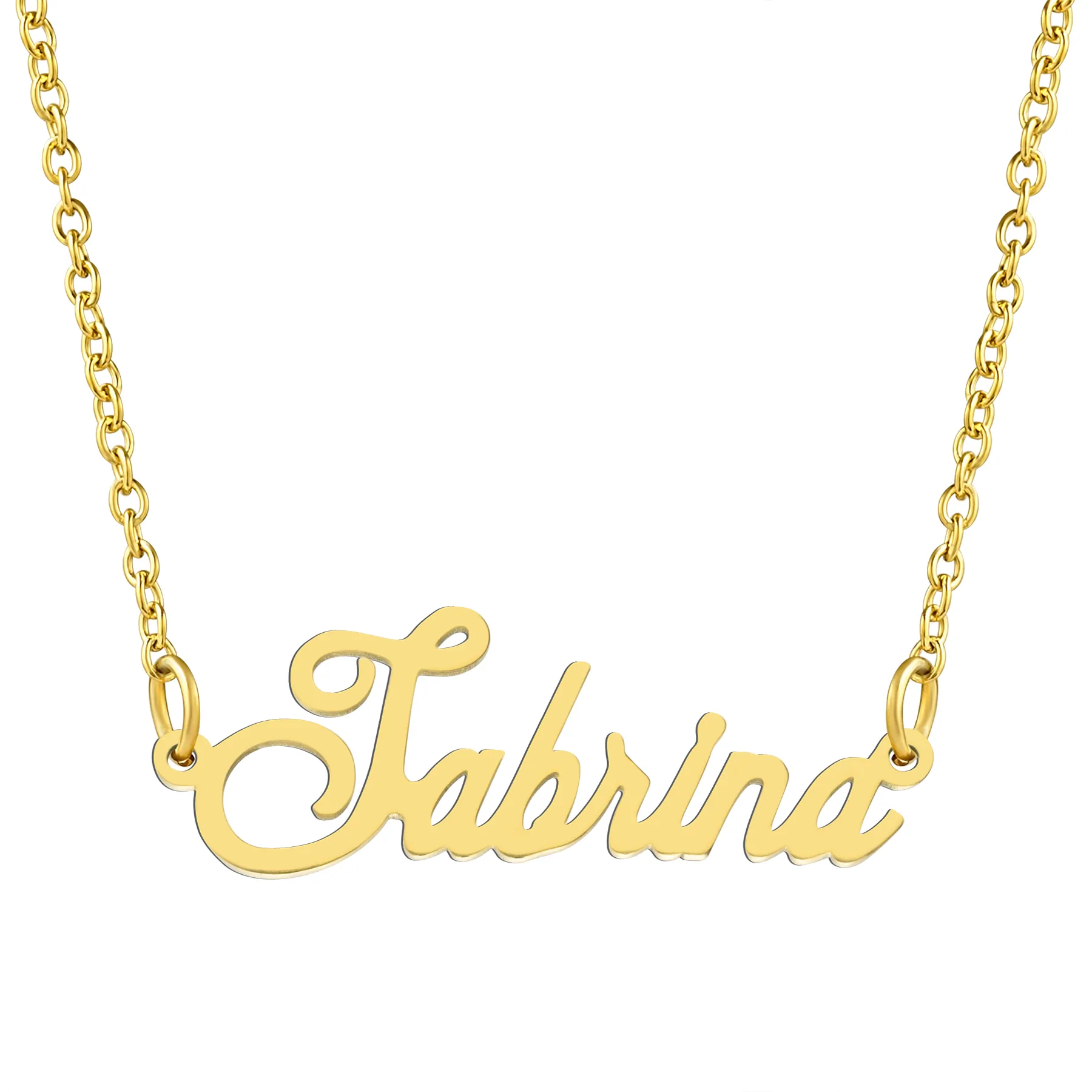 KISPER 18K Gold Stainless Steel Name Pendant Necklace Lobster Claw Alphabets R-Z